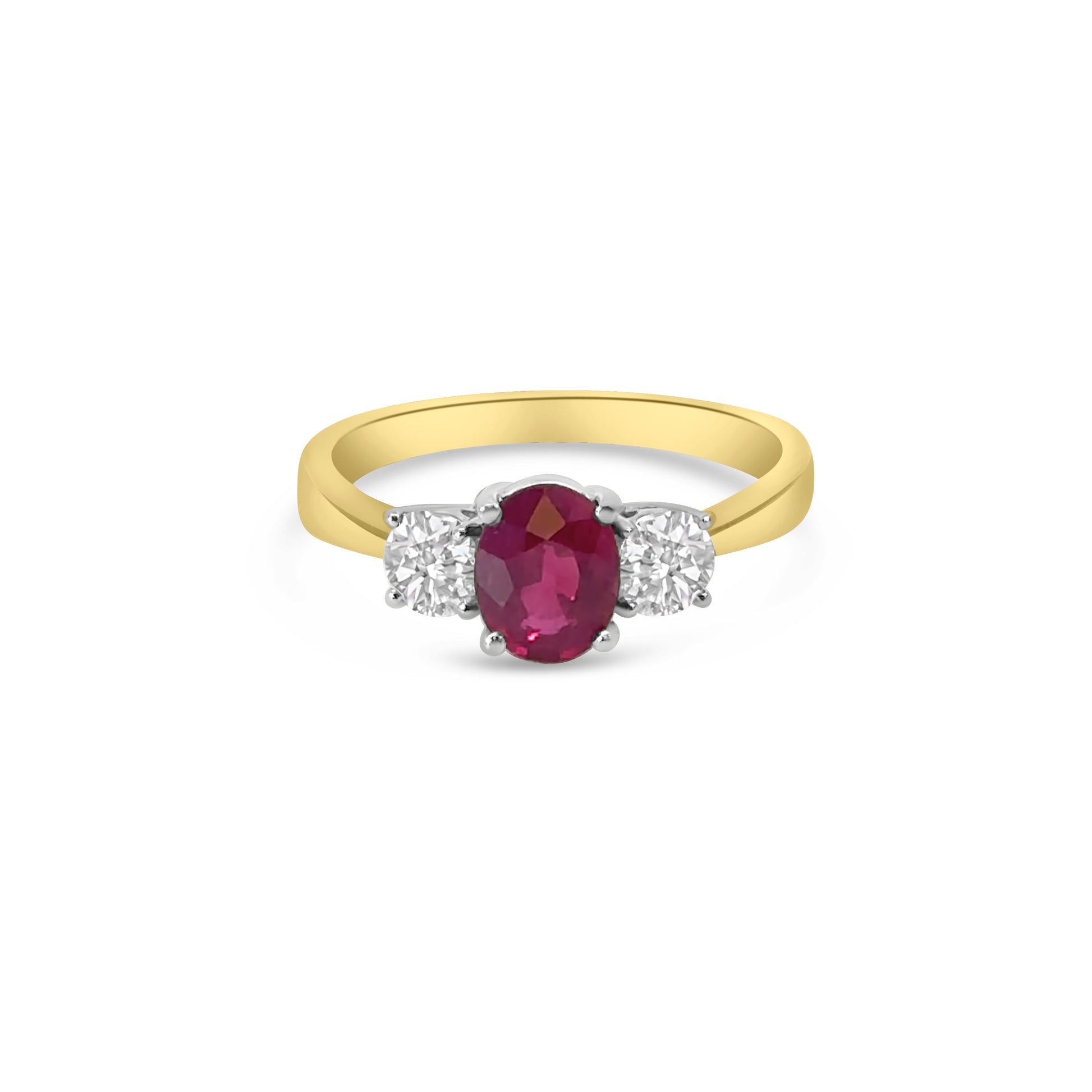 18kt Ruby and Diamond 3 Stone Dress Ring