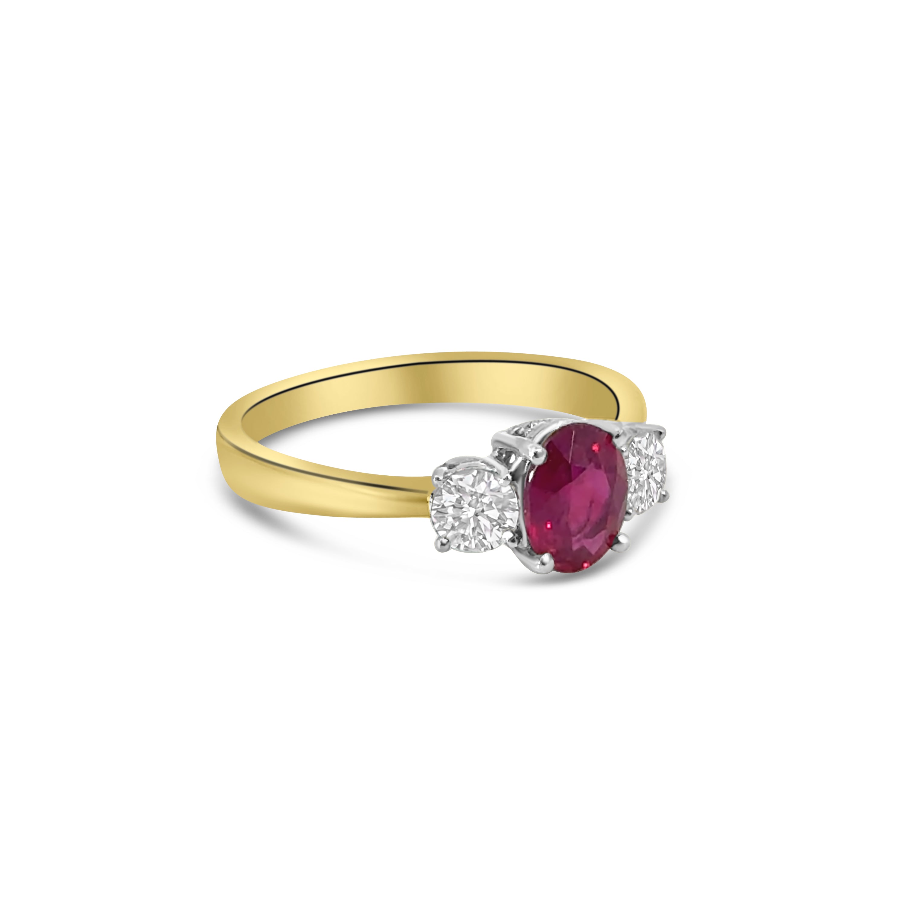 18kt Ruby and Diamond 3 Stone Dress Ring