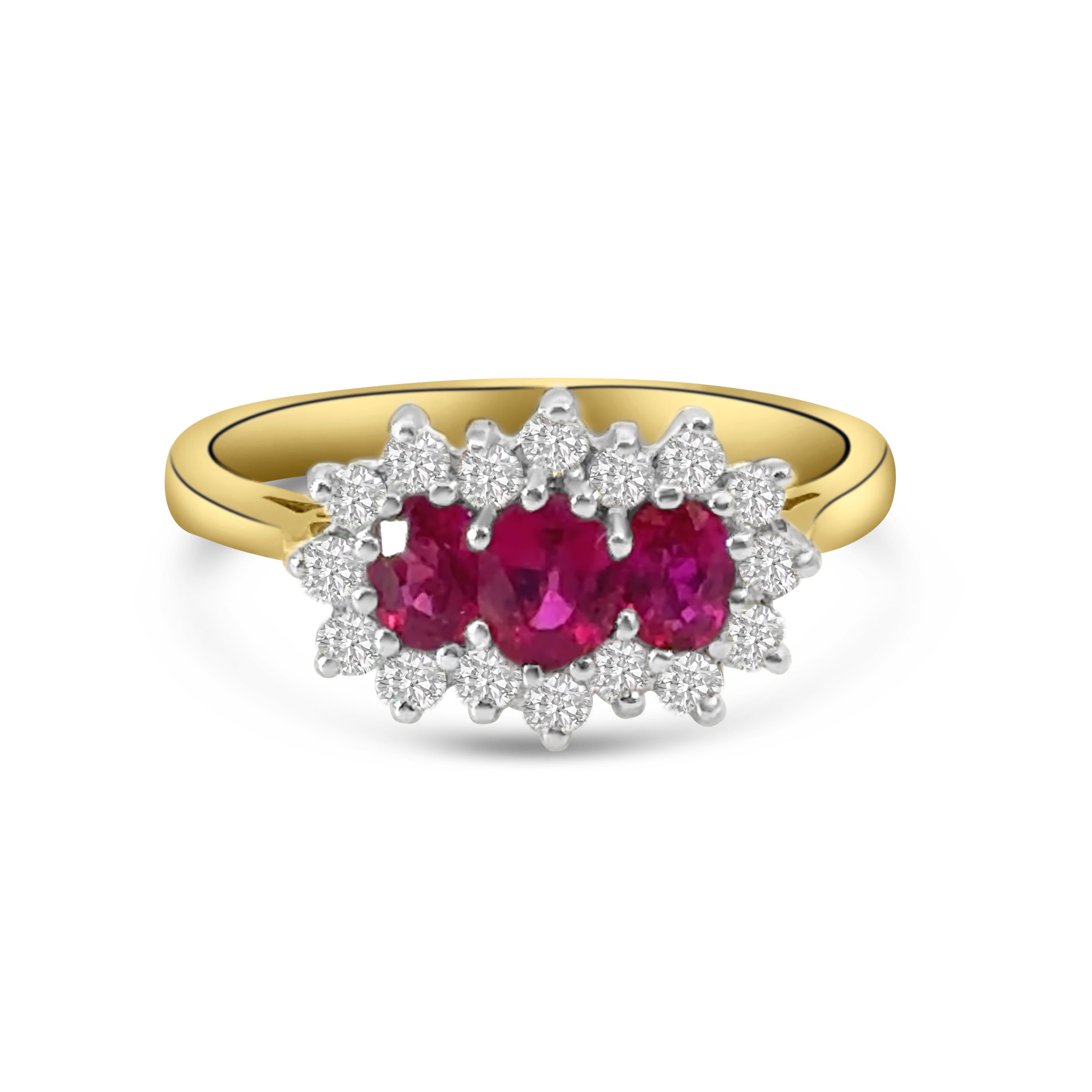 18kt Ruby and Diamond Cluster Dress Ring
