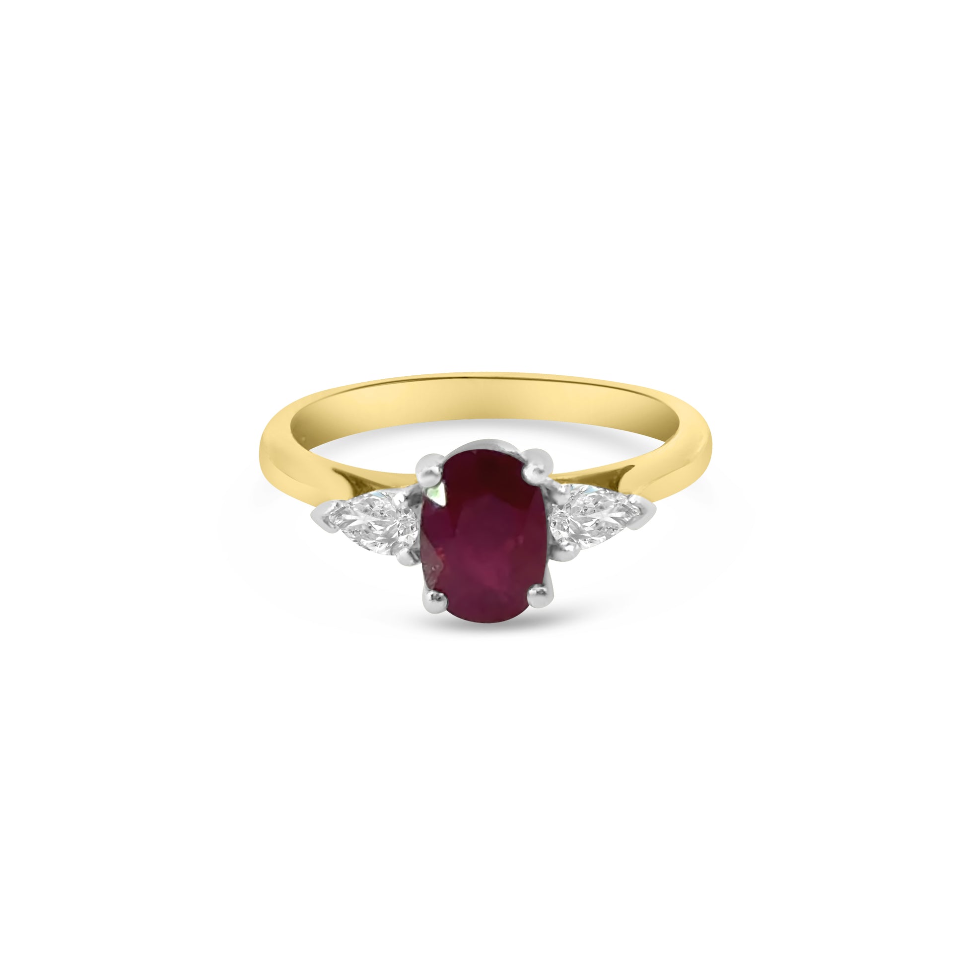 18kt Ruby and Diamond Three Stone Dress Ring