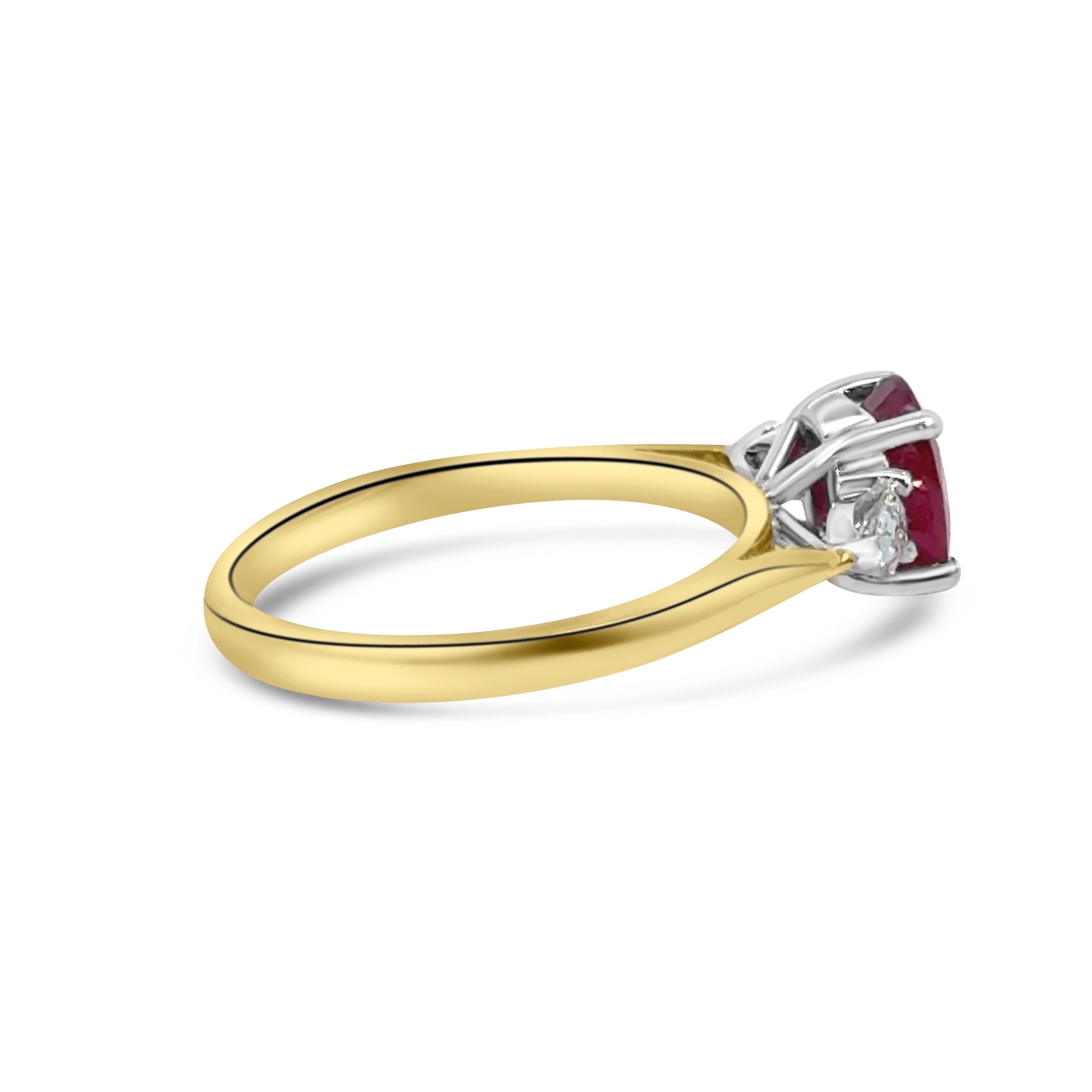 18kt Ruby and Diamond Three Stone Dress Ring