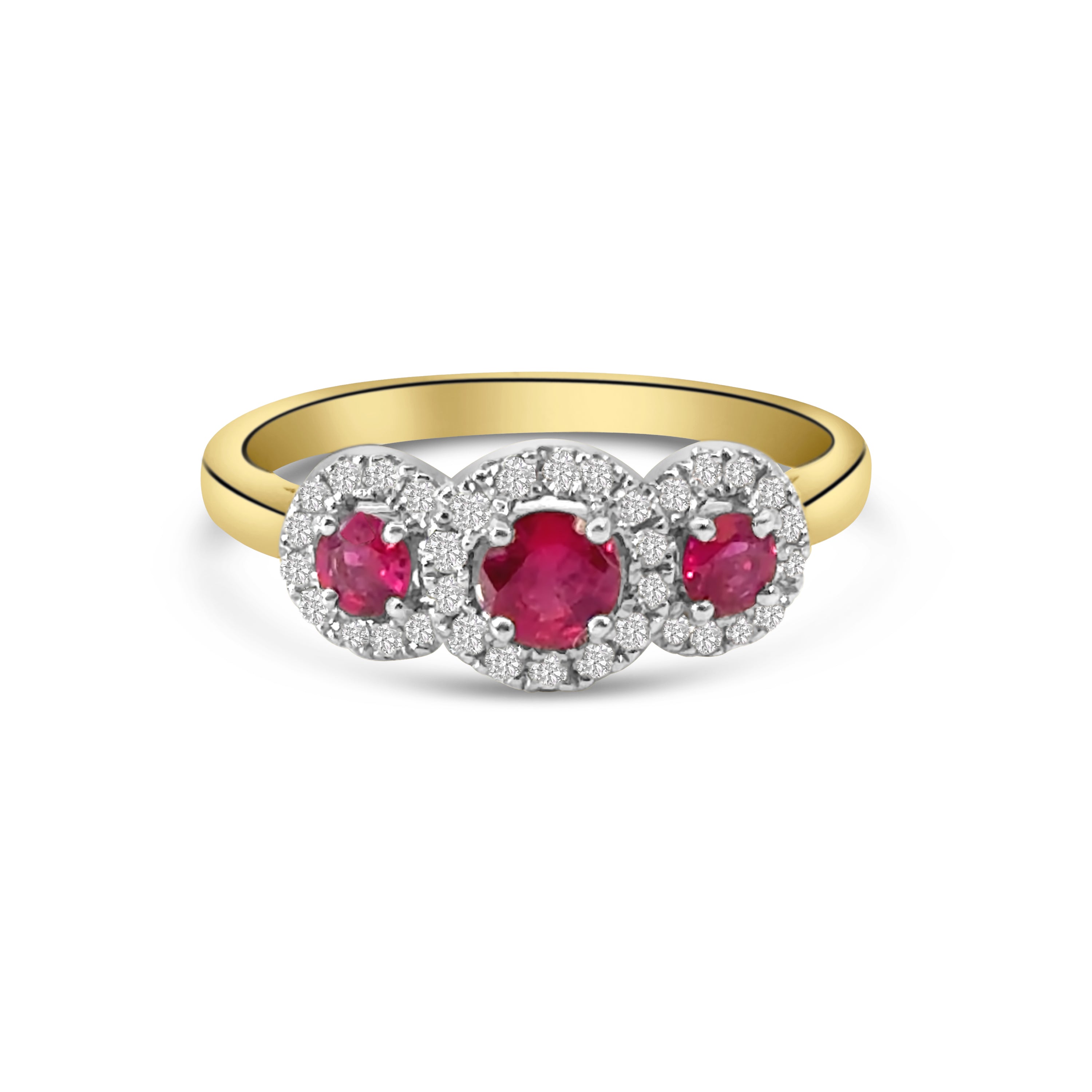 18kt Ruby and Diamond Three Stone Dress Ring