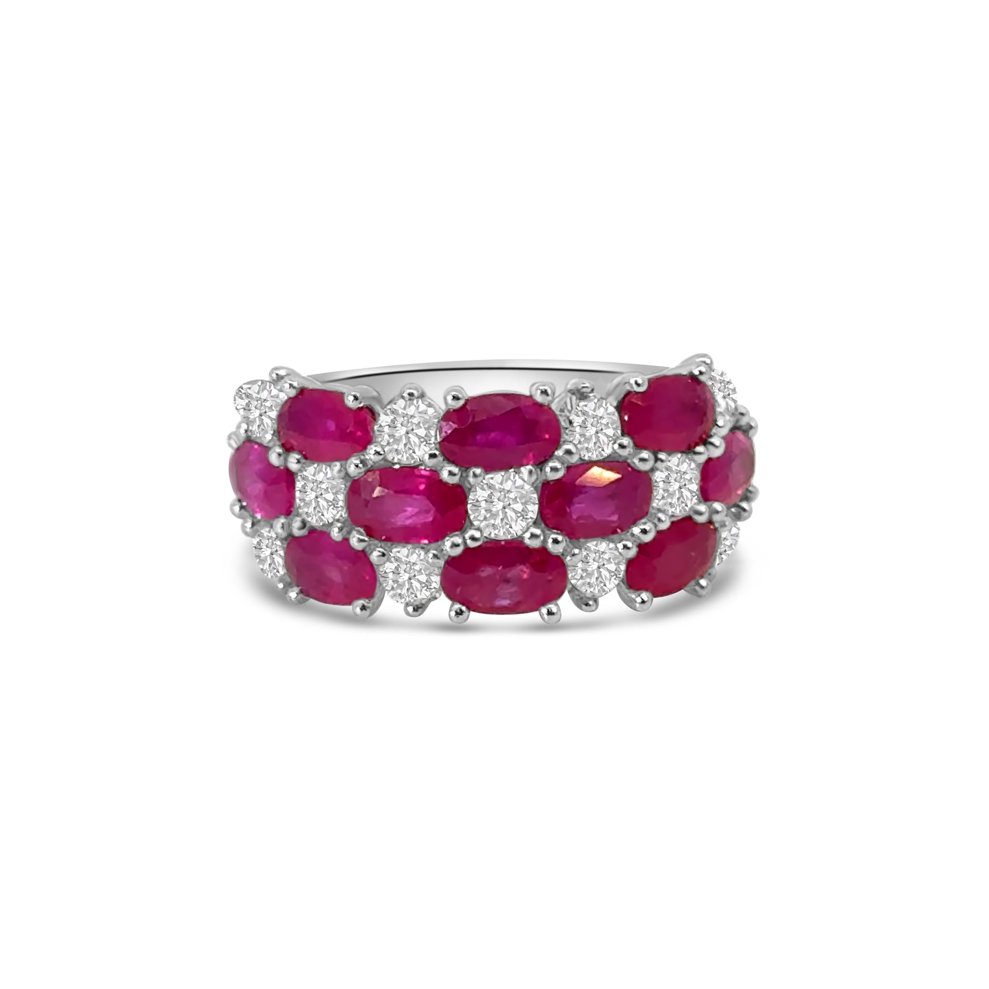 Platinum Multi-Oval Ruby and Diamond Dress Ring