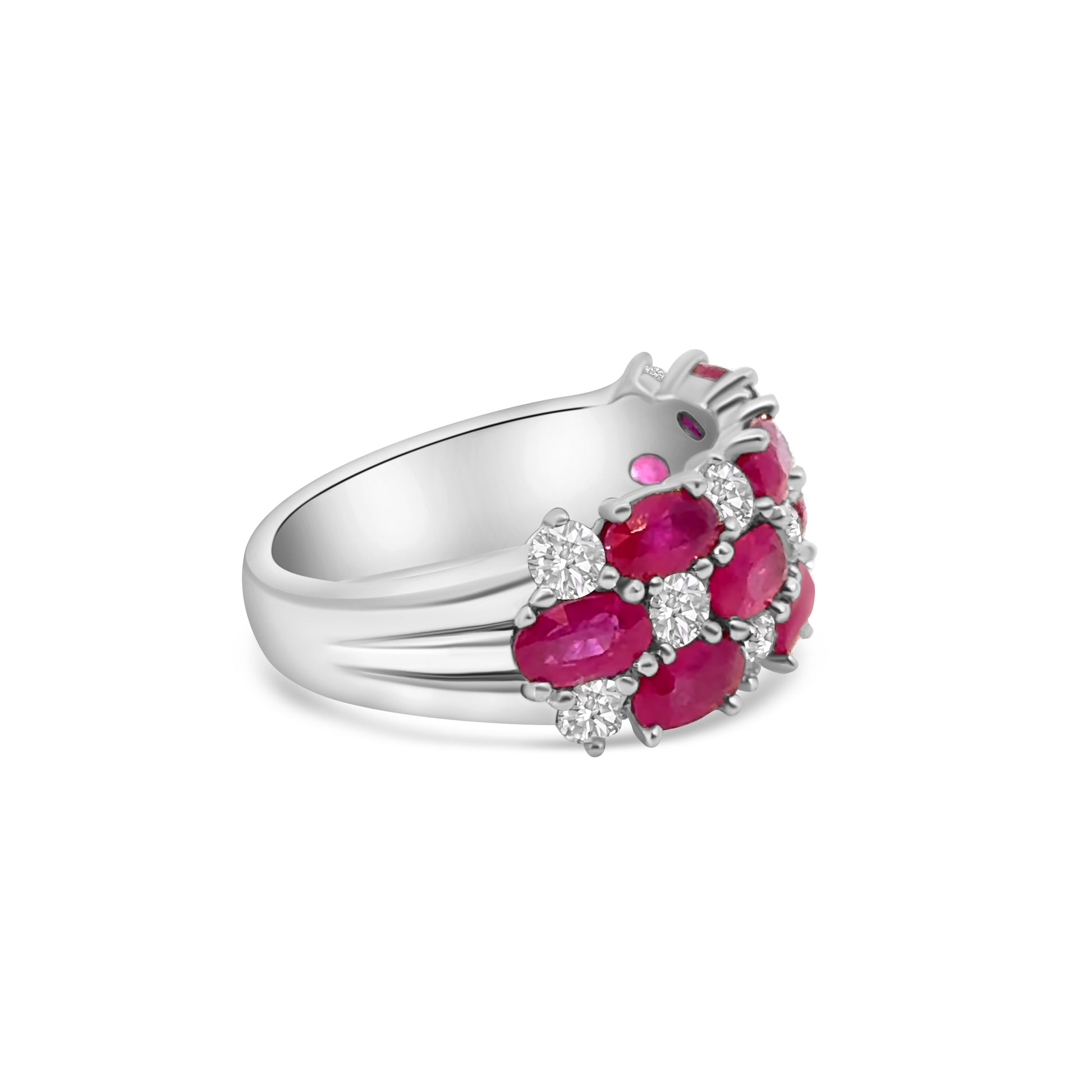 Platinum Multi-Oval Ruby and Diamond Dress Ring