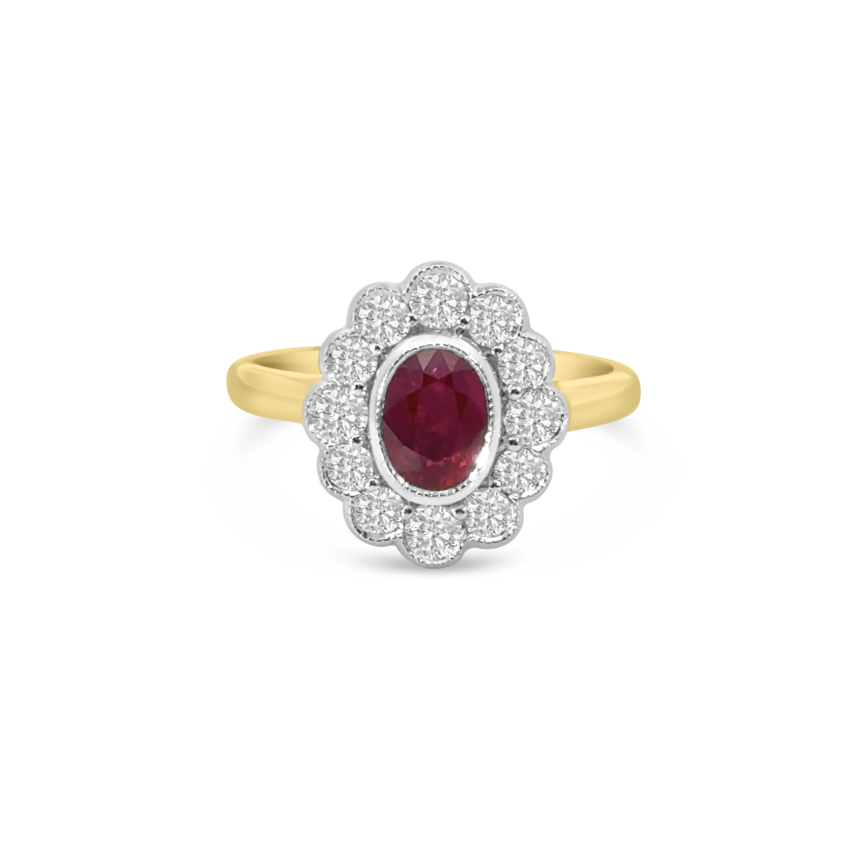 18kt Ruby and Diamond Flower Dress Ring