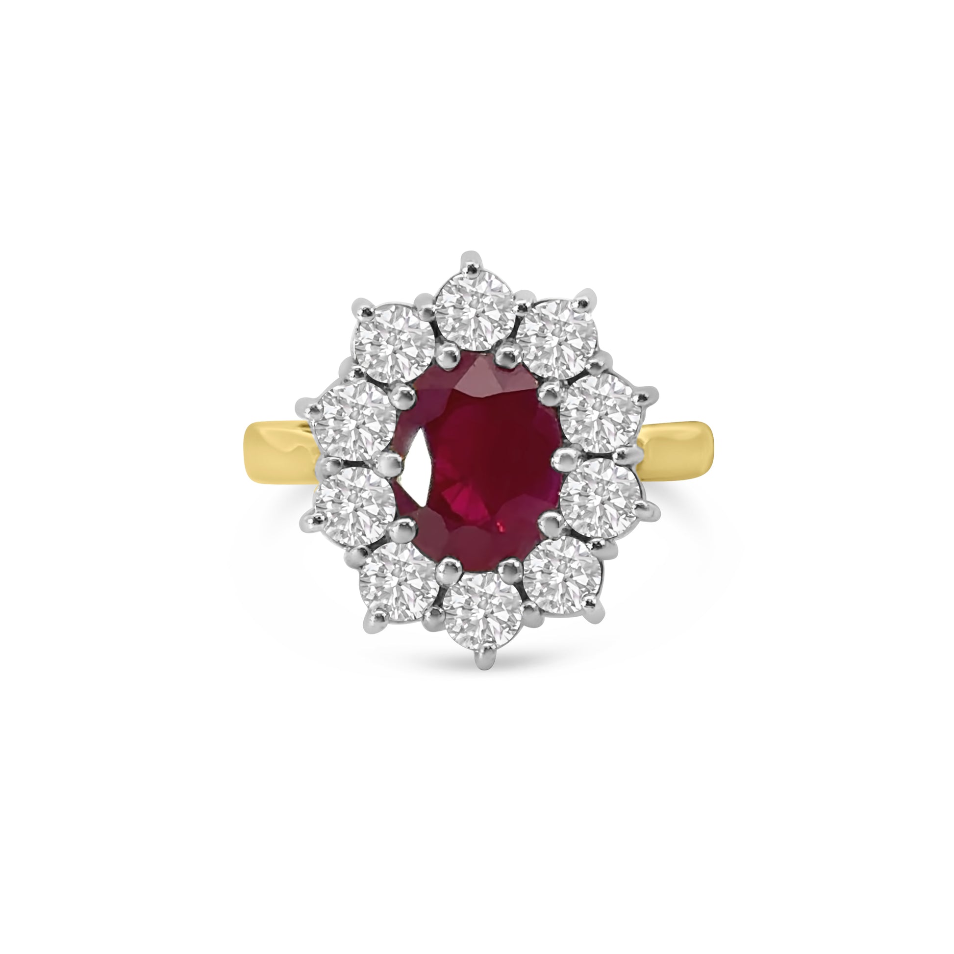 18kt Ruby and Diamond Cluster Dress Ring