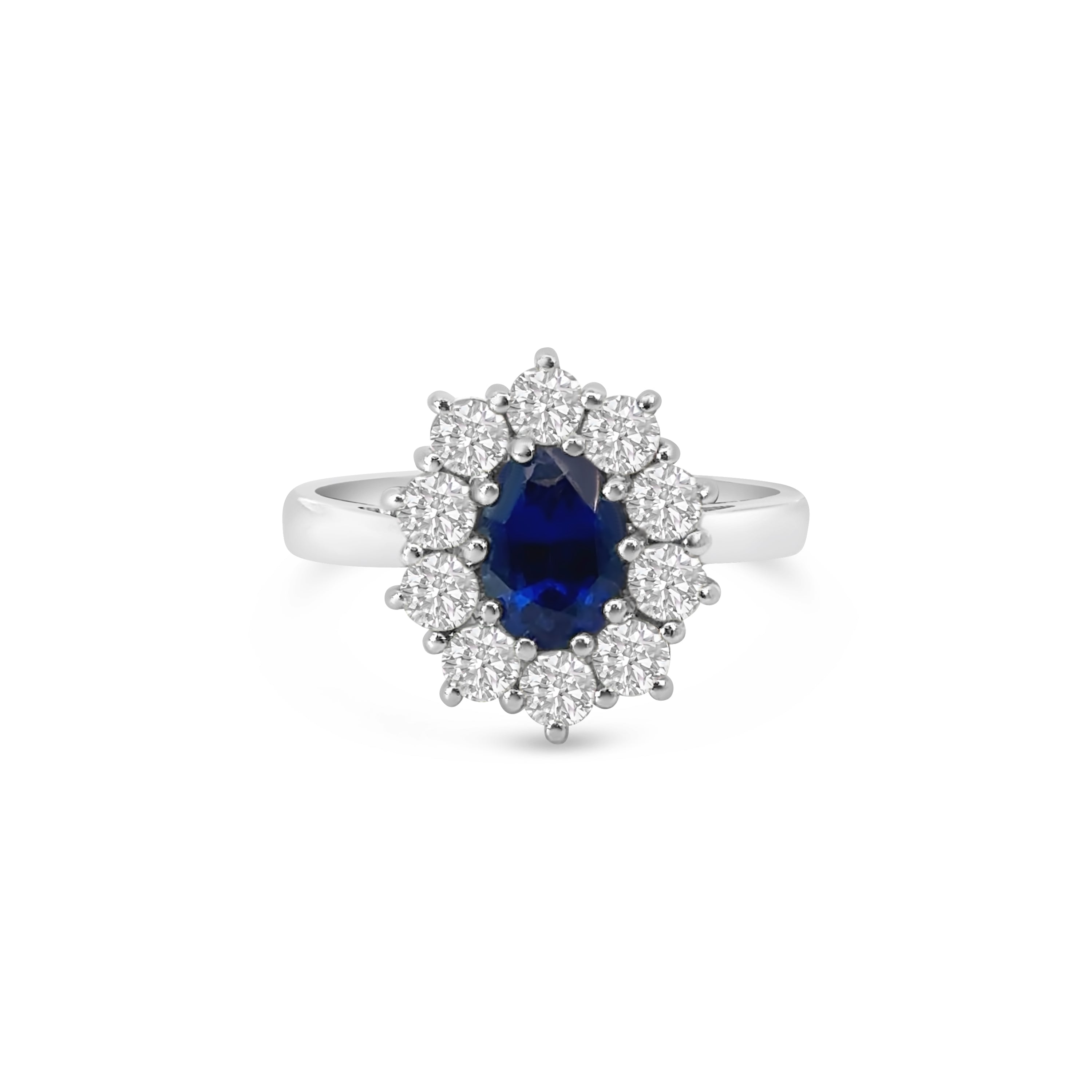 Platinum Sapphire and Diamond Cluster Dress Ring