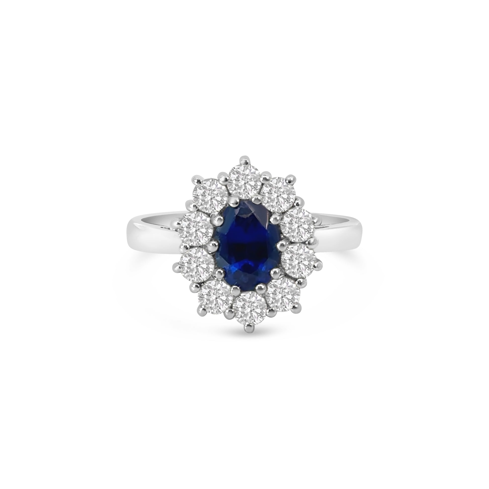 Platinum Sapphire and Diamond Cluster Dress Ring