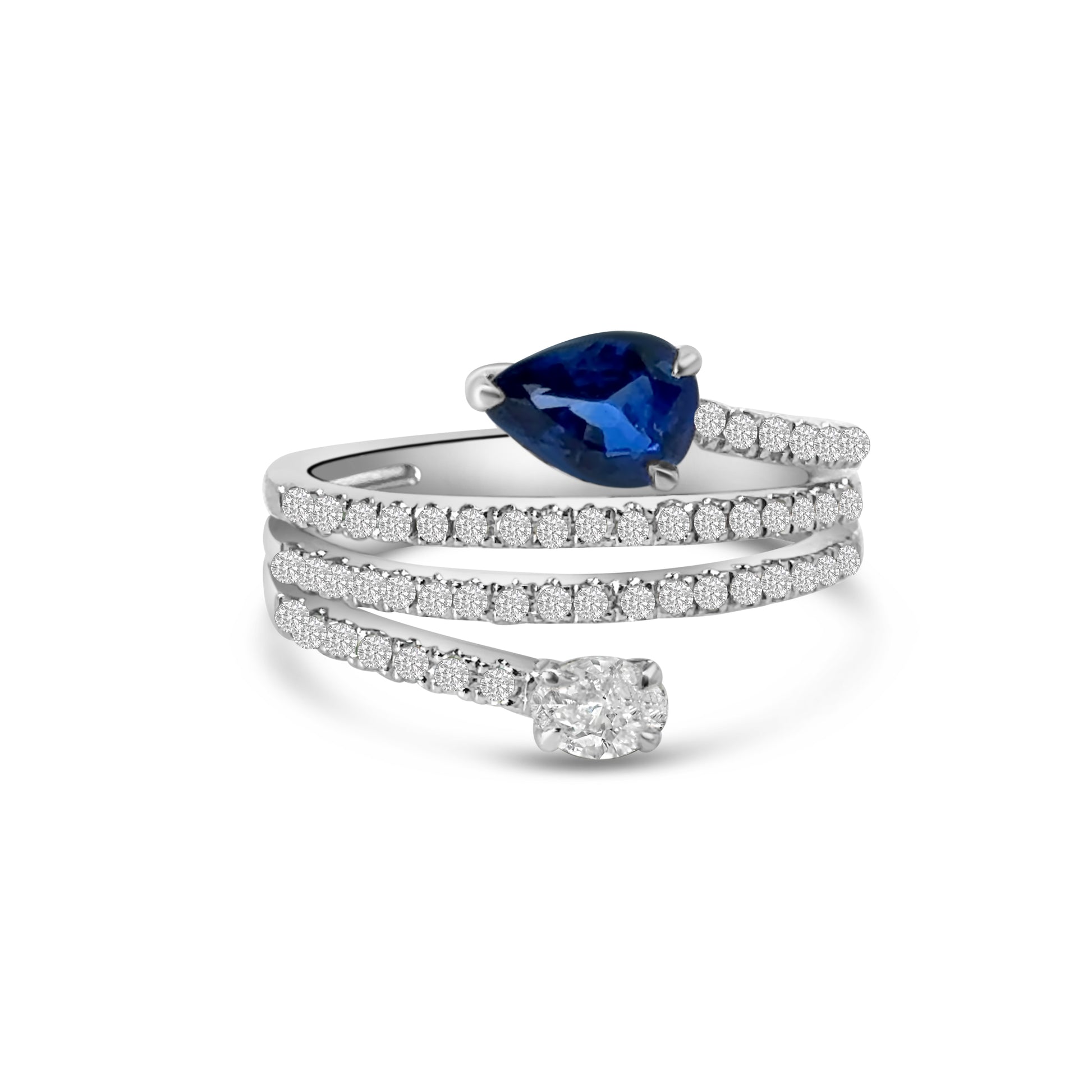 18kt Sapphire and Diamond Pear and Oval Dress Ring