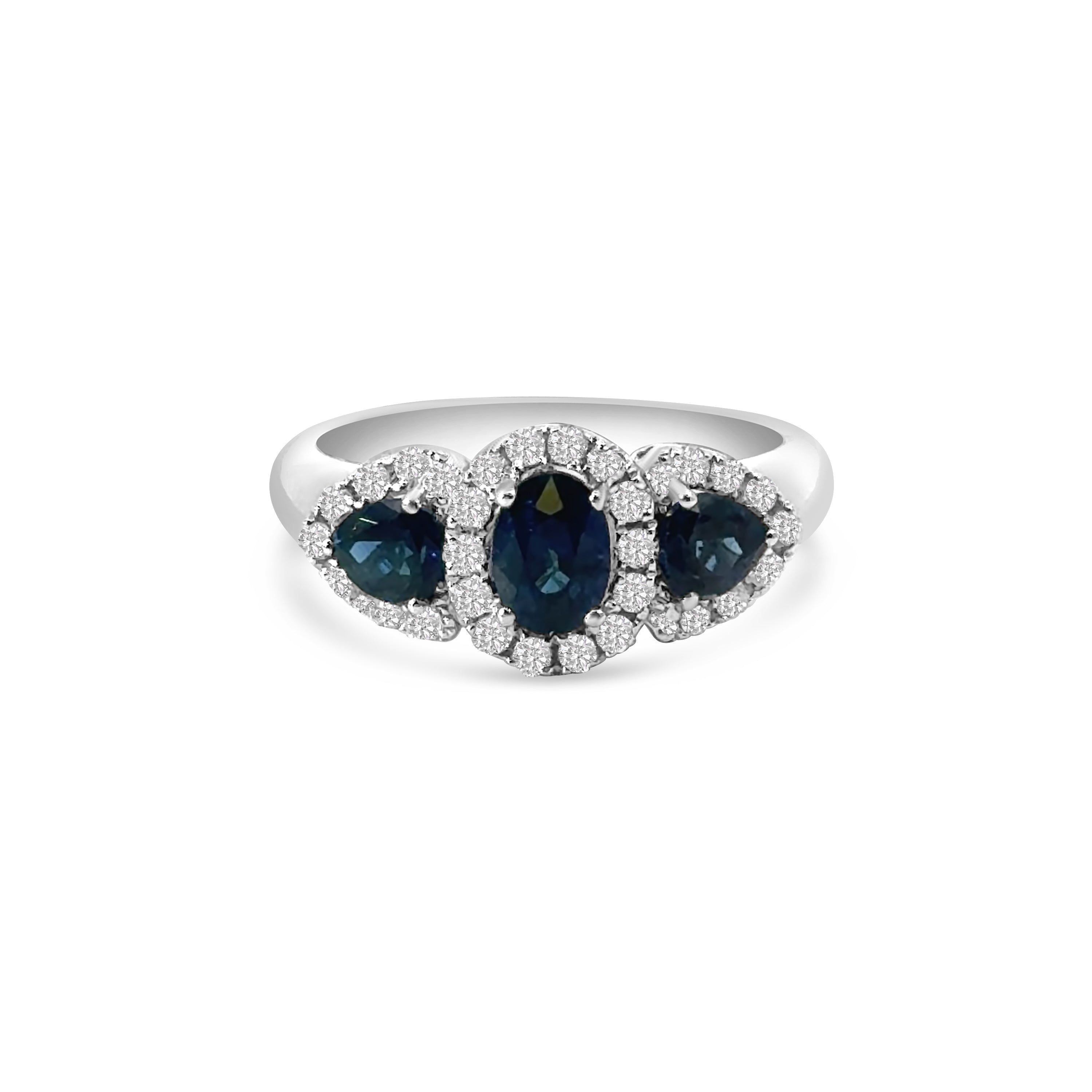 18kt Sapphire and Diamond Oval and Pear Cluster Dress Ring