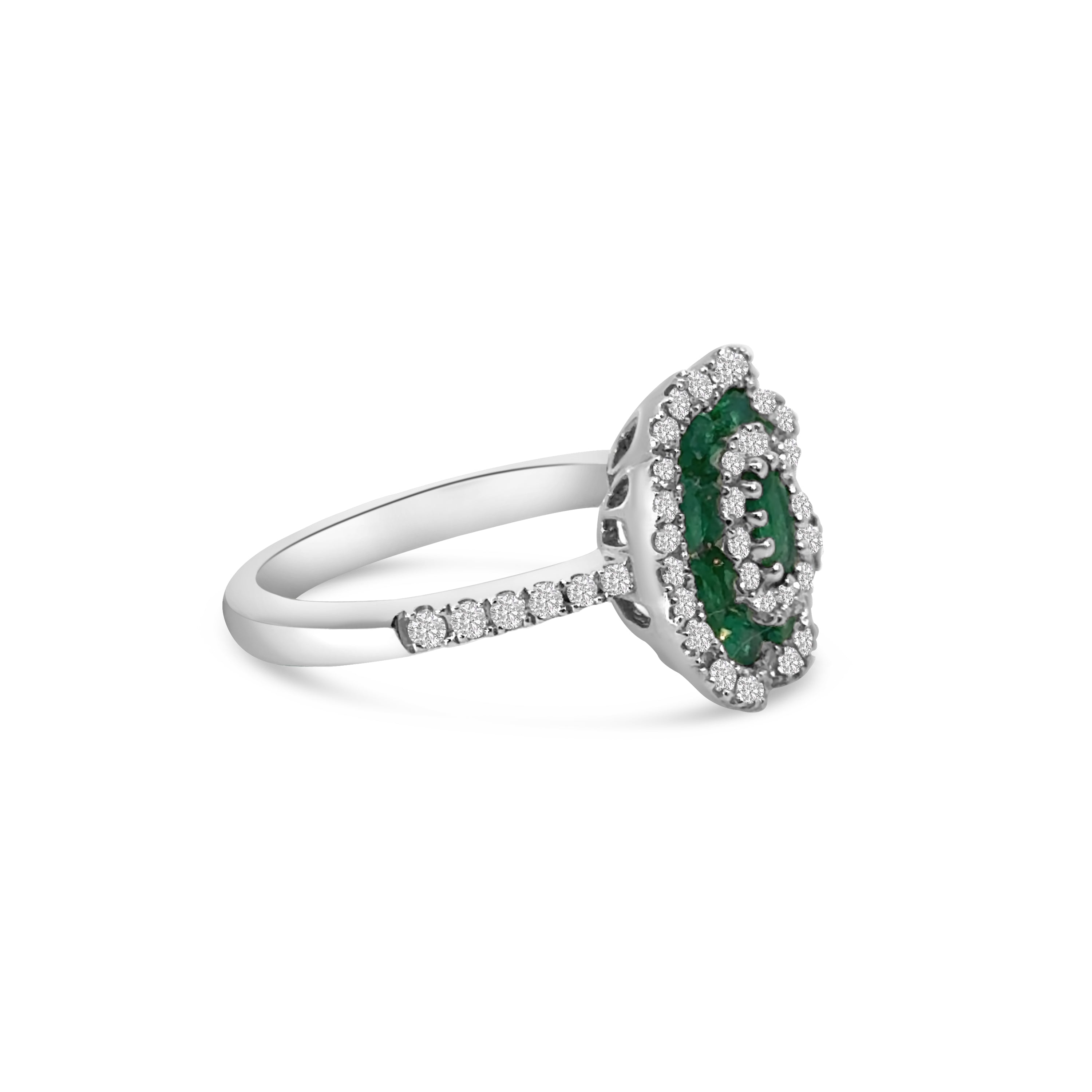 18kt Emerald and Diamond Flower Dress Ring