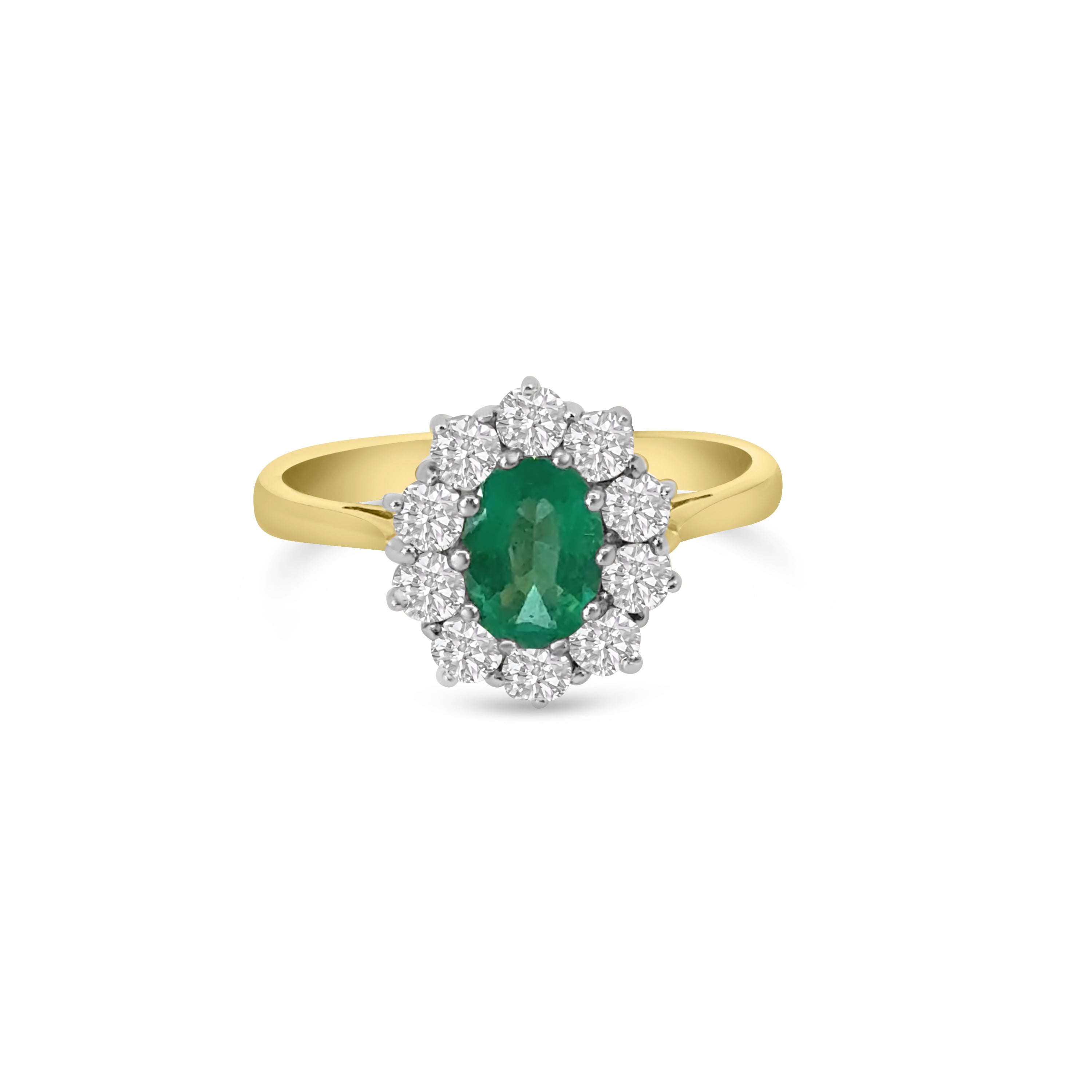 18kt Emerald and Diamond Cluster Dress Ring