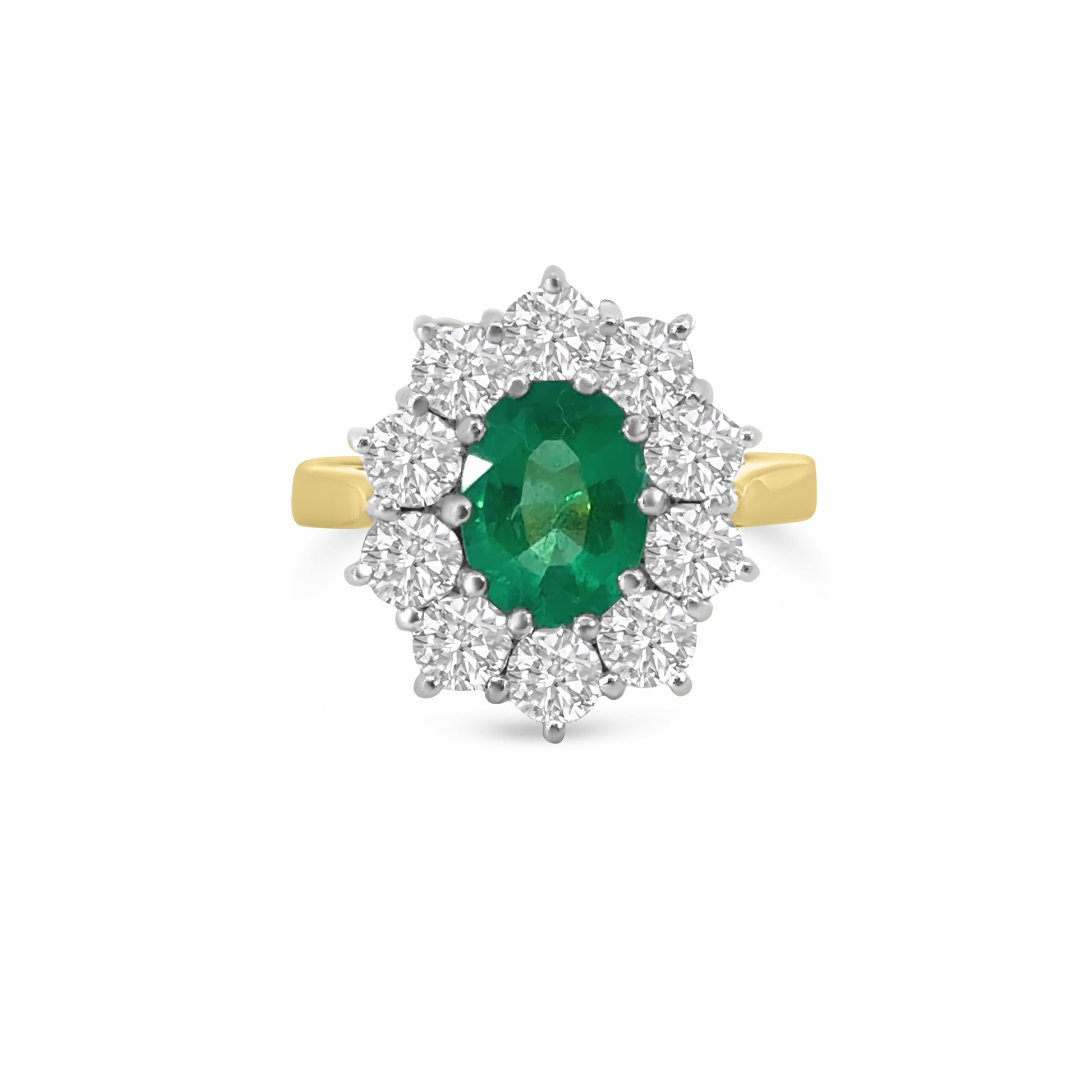 18kt Emerald and Diamond Cluster Dress Ring
