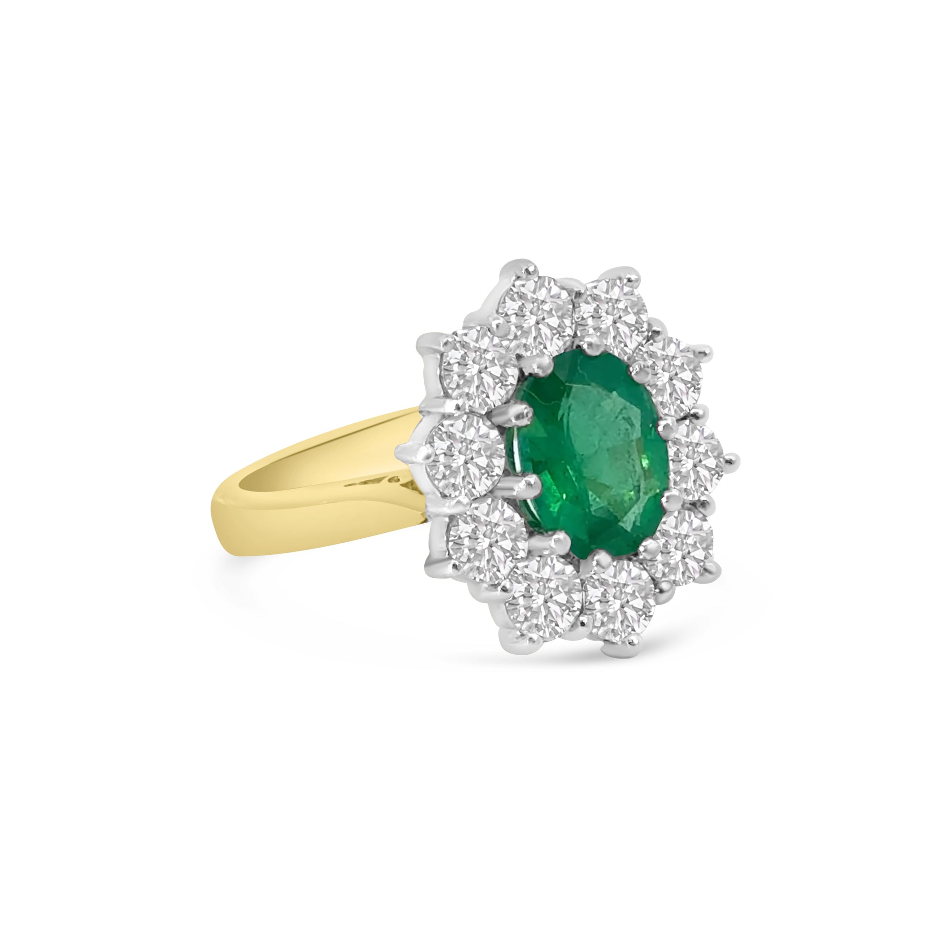 18kt Emerald and Diamond Cluster Dress Ring