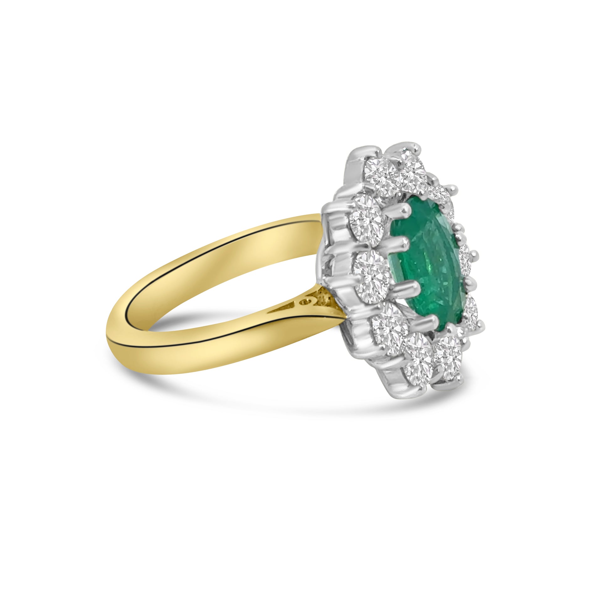 18kt Emerald and Diamond Cluster Dress Ring