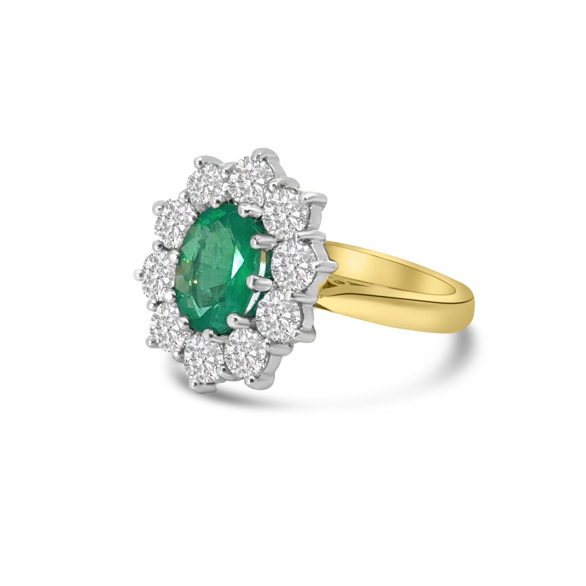 18kt Emerald and Diamond Cluster Dress Ring