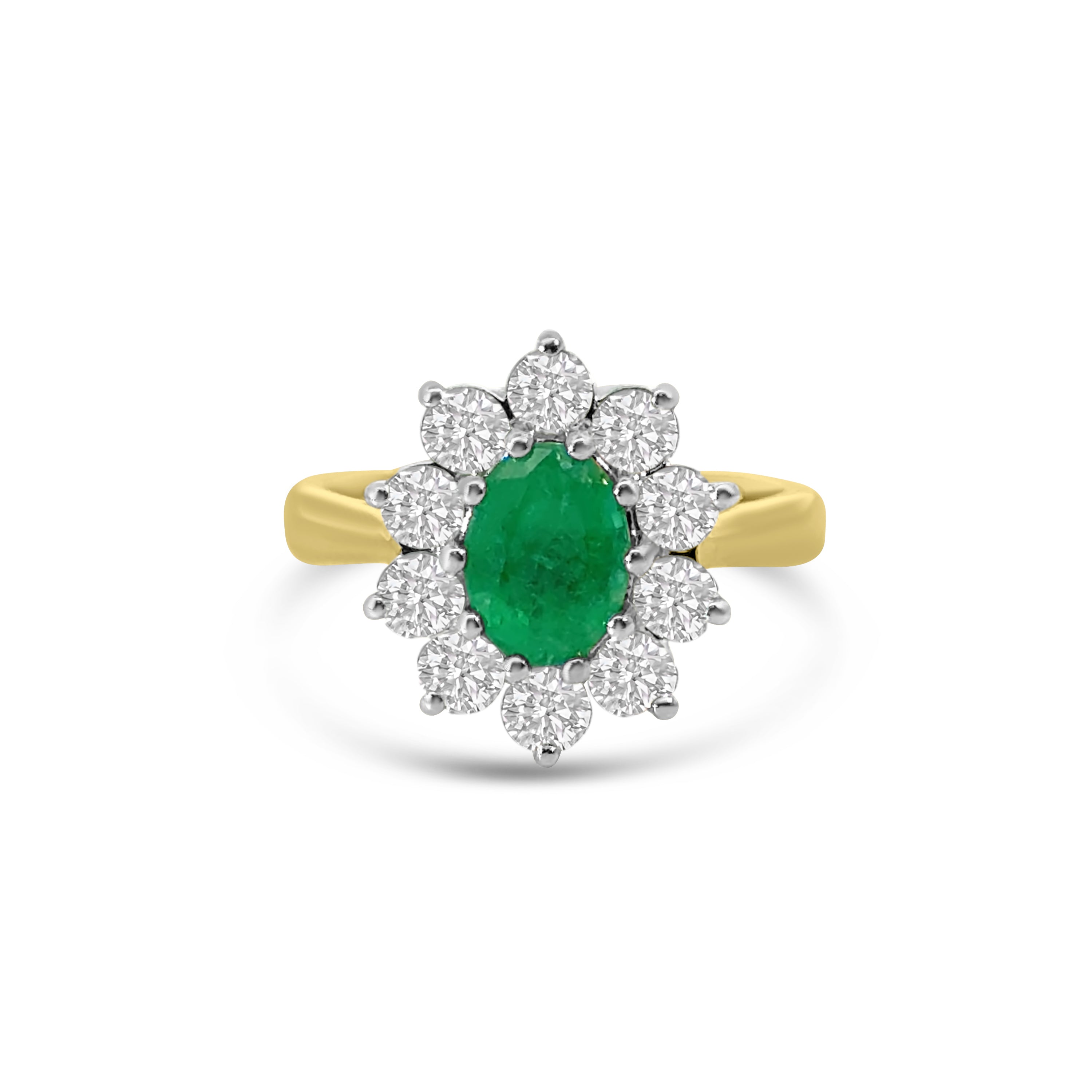 18kt Emerald and Diamond Cluster Dress Ring