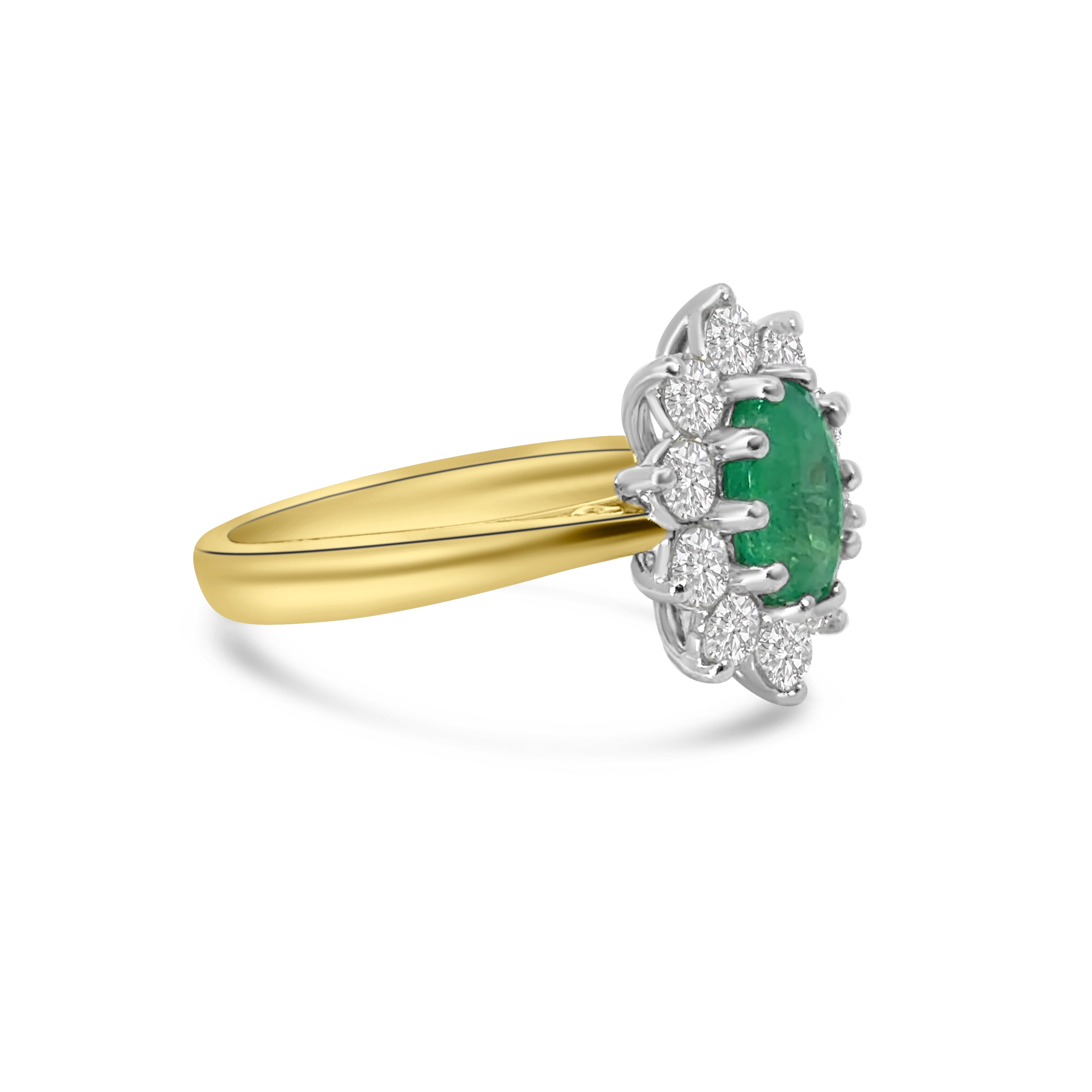 18kt Emerald and Diamond Cluster Dress Ring