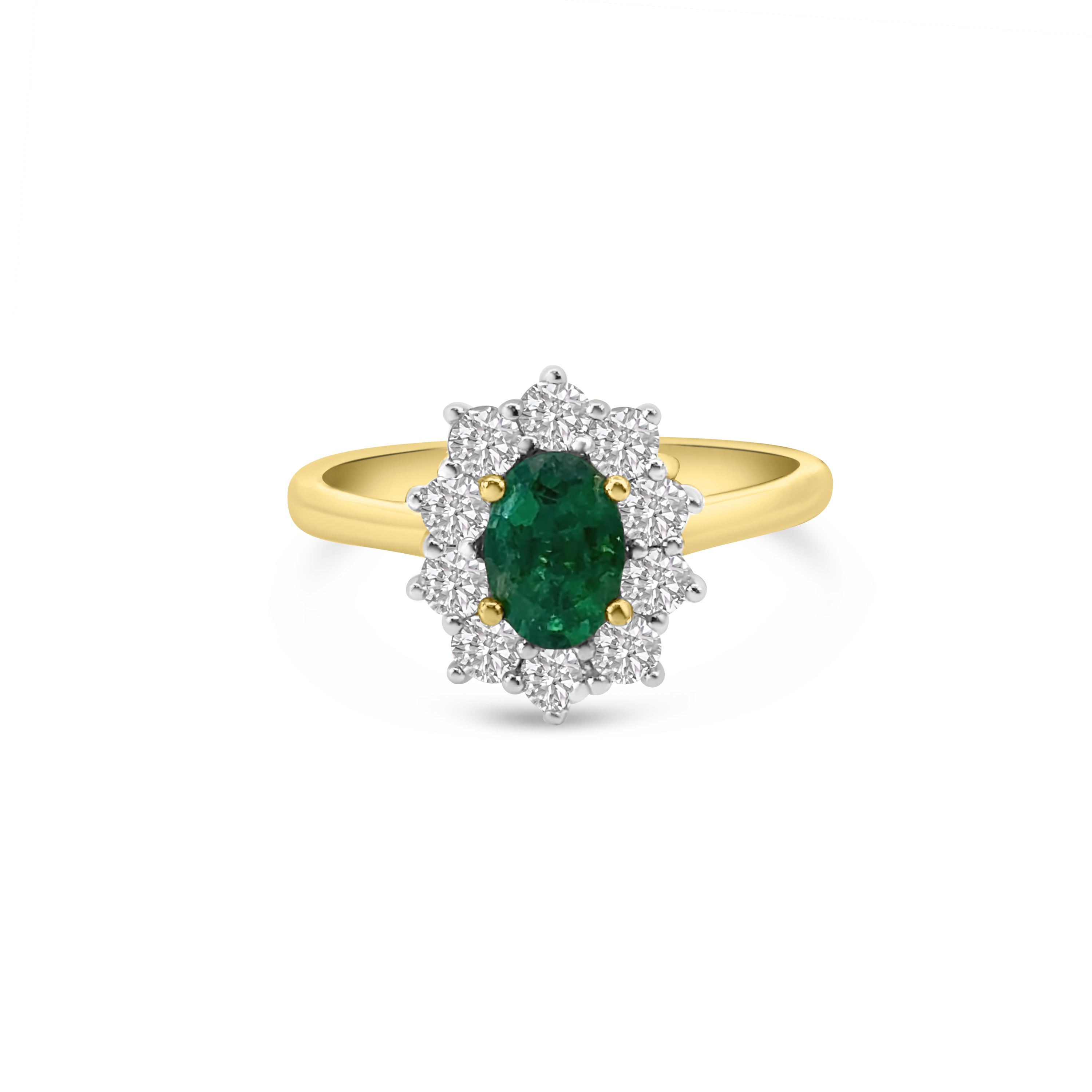 18kt Emerald and Diamond Cluster Dress Ring