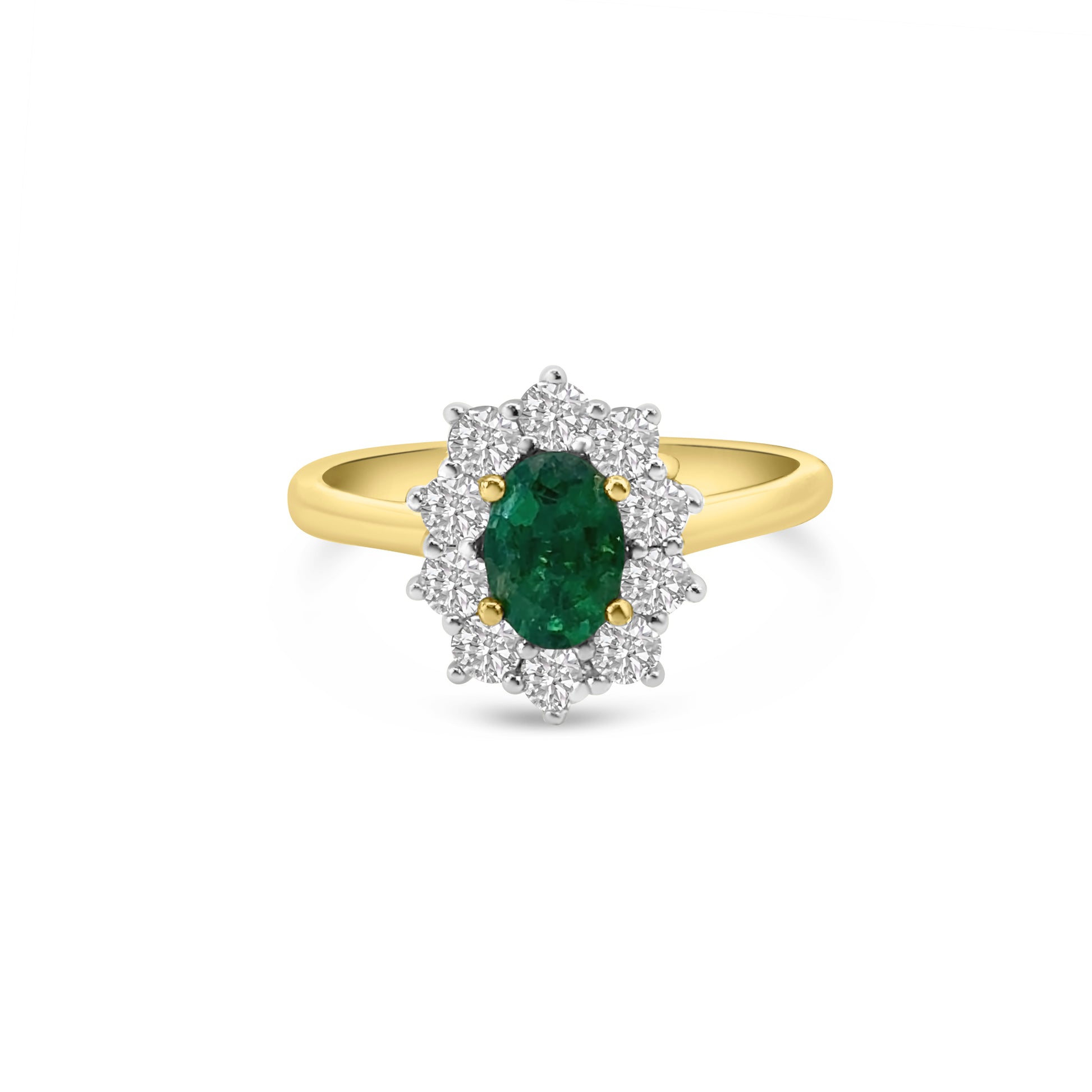 18kt Emerald and Diamond Cluster Dress Ring