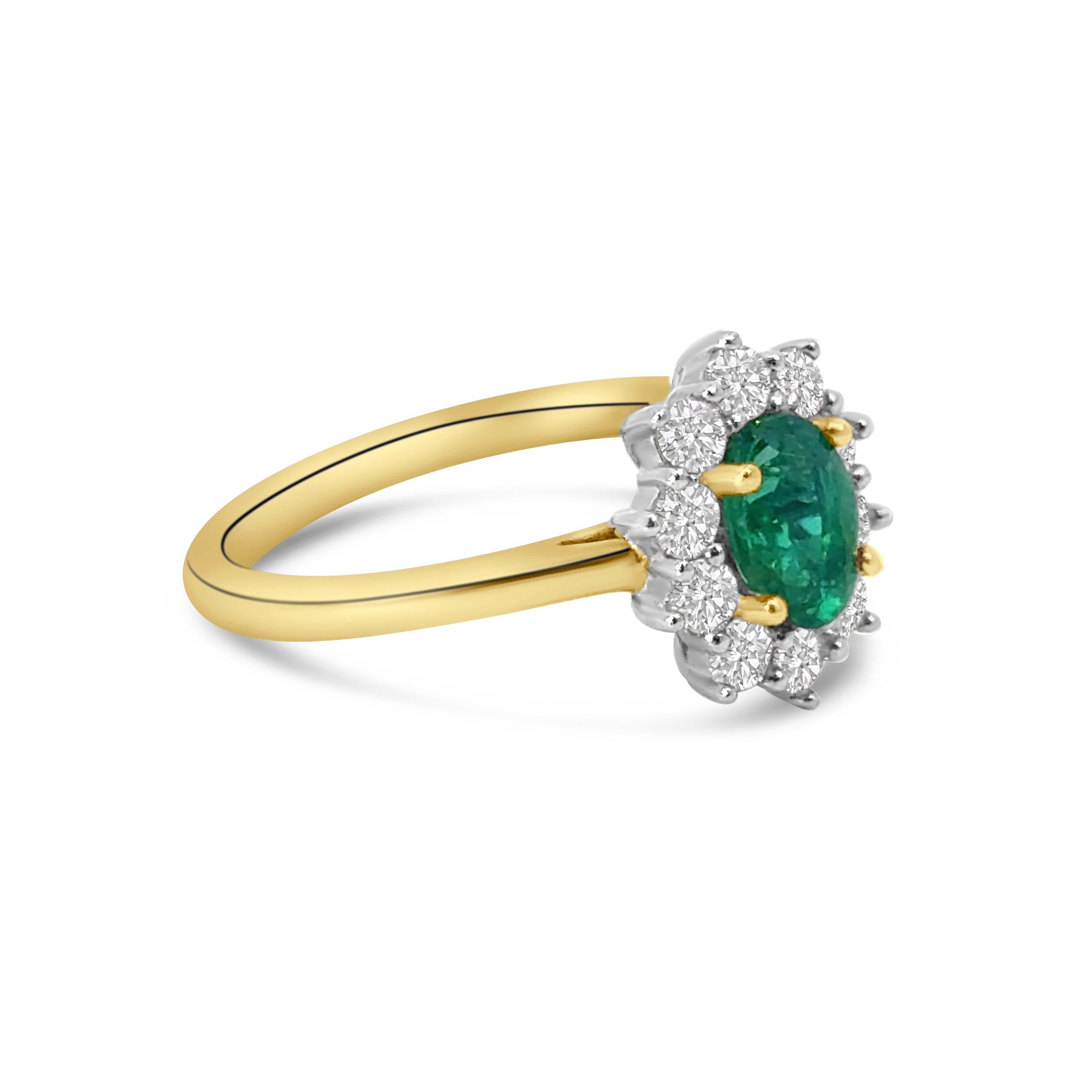 18kt Emerald and Diamond Cluster Dress Ring