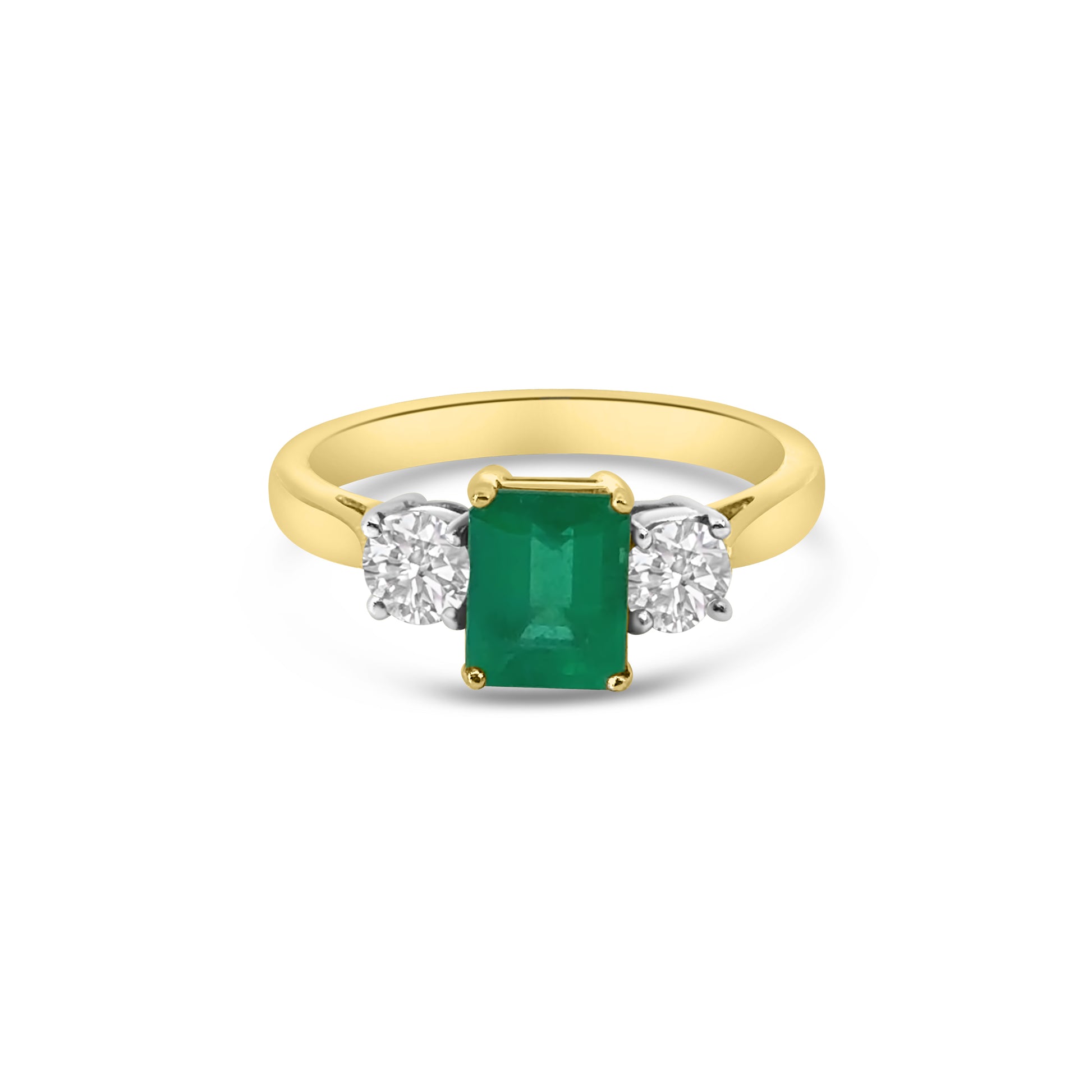 18kt Emerald and Diamond Three Stone Dress Ring