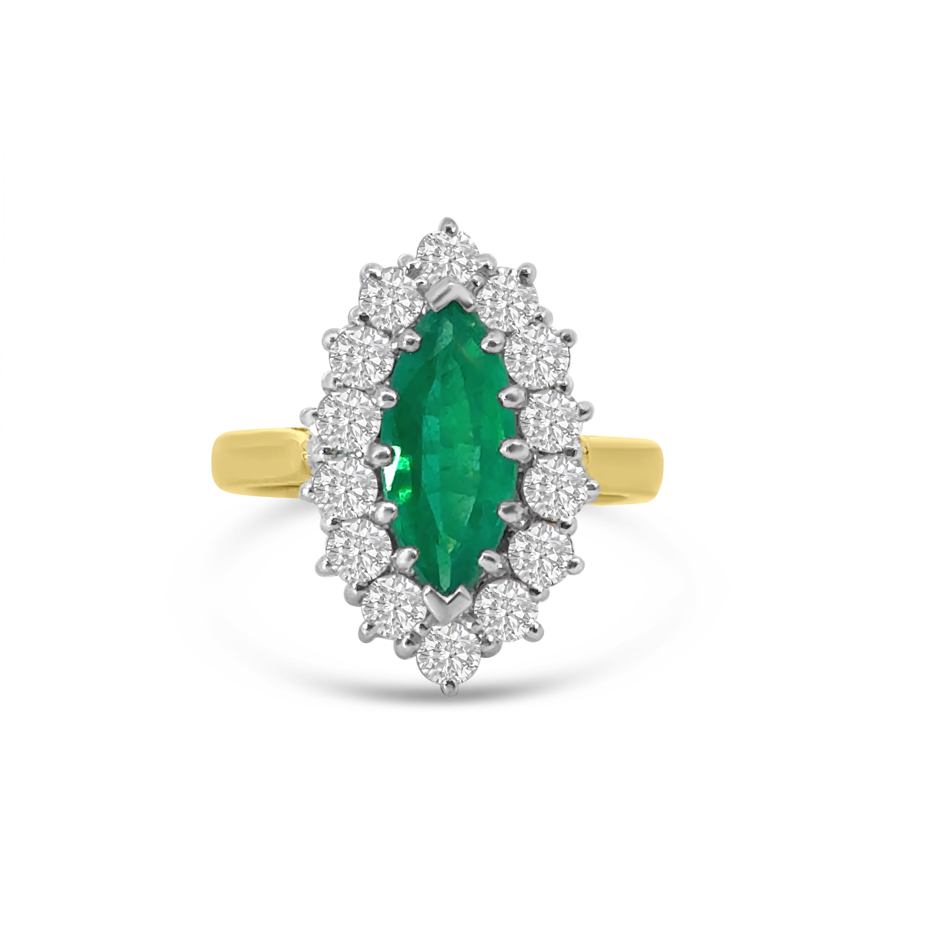18kt Emerald and Diamond Marquise Dress Ring