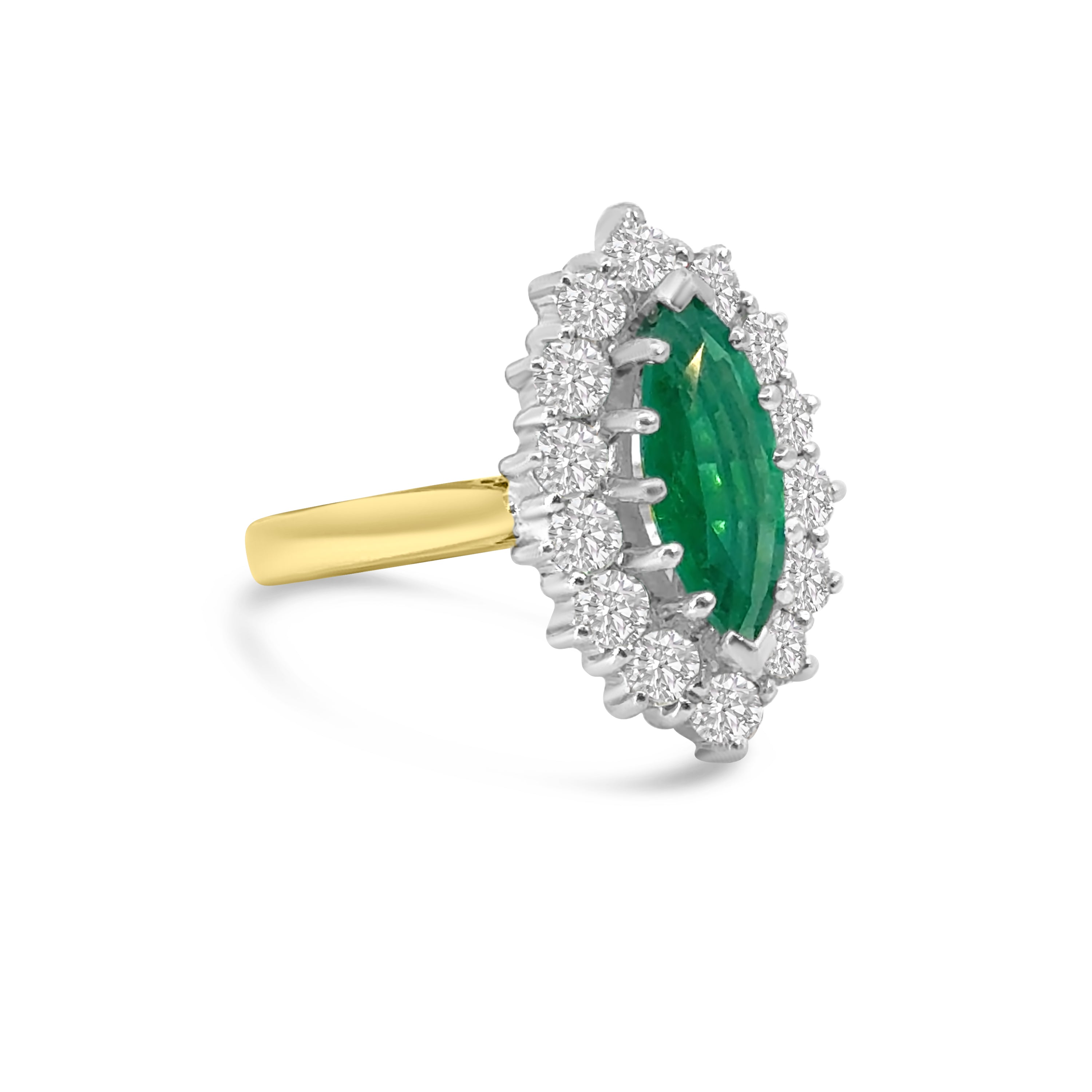 18kt Emerald and Diamond Marquise Dress Ring