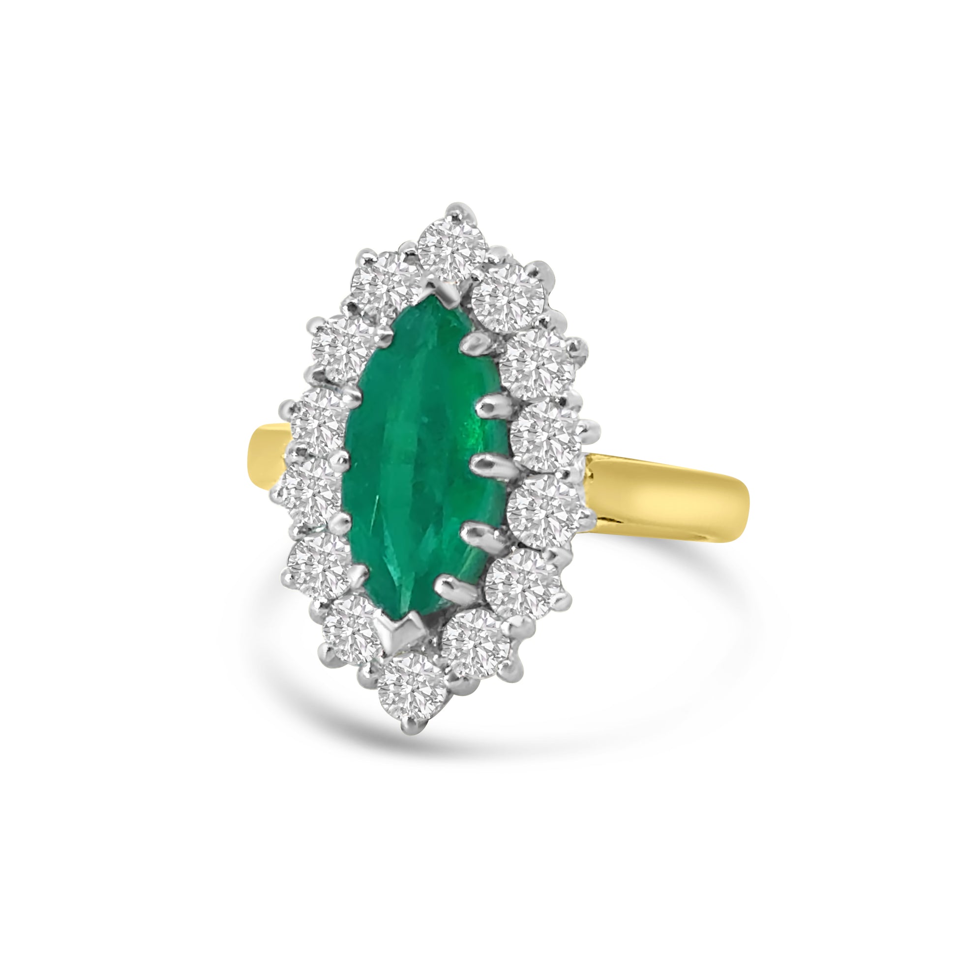18kt Emerald and Diamond Marquise Dress Ring