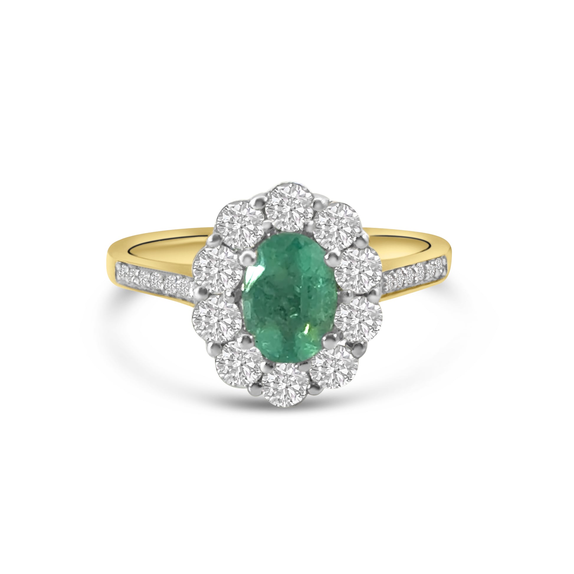 18kt Emerald and Diamond Cluster Dress Ring
