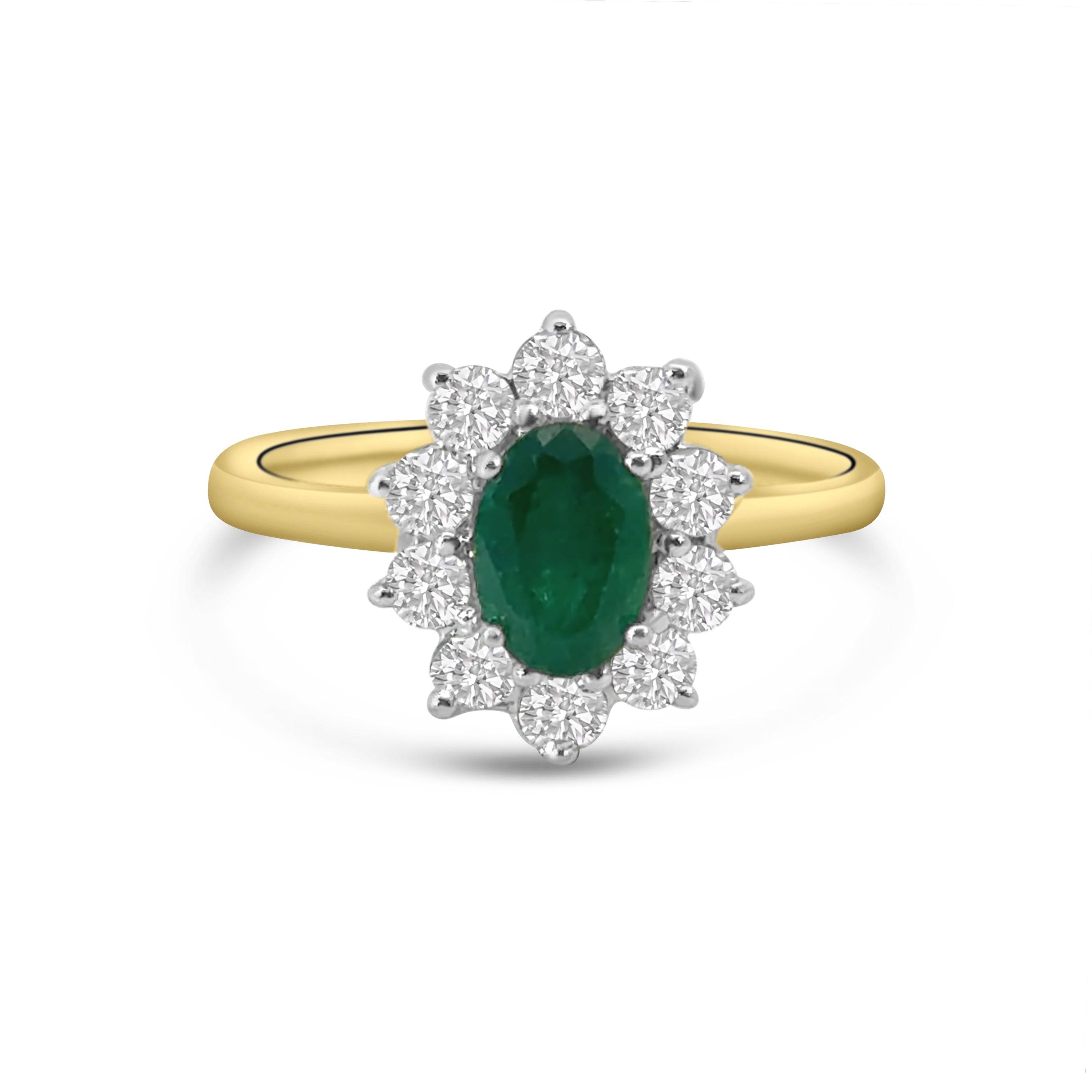 18kt Emerald and Diamond Cluster Dress Ring