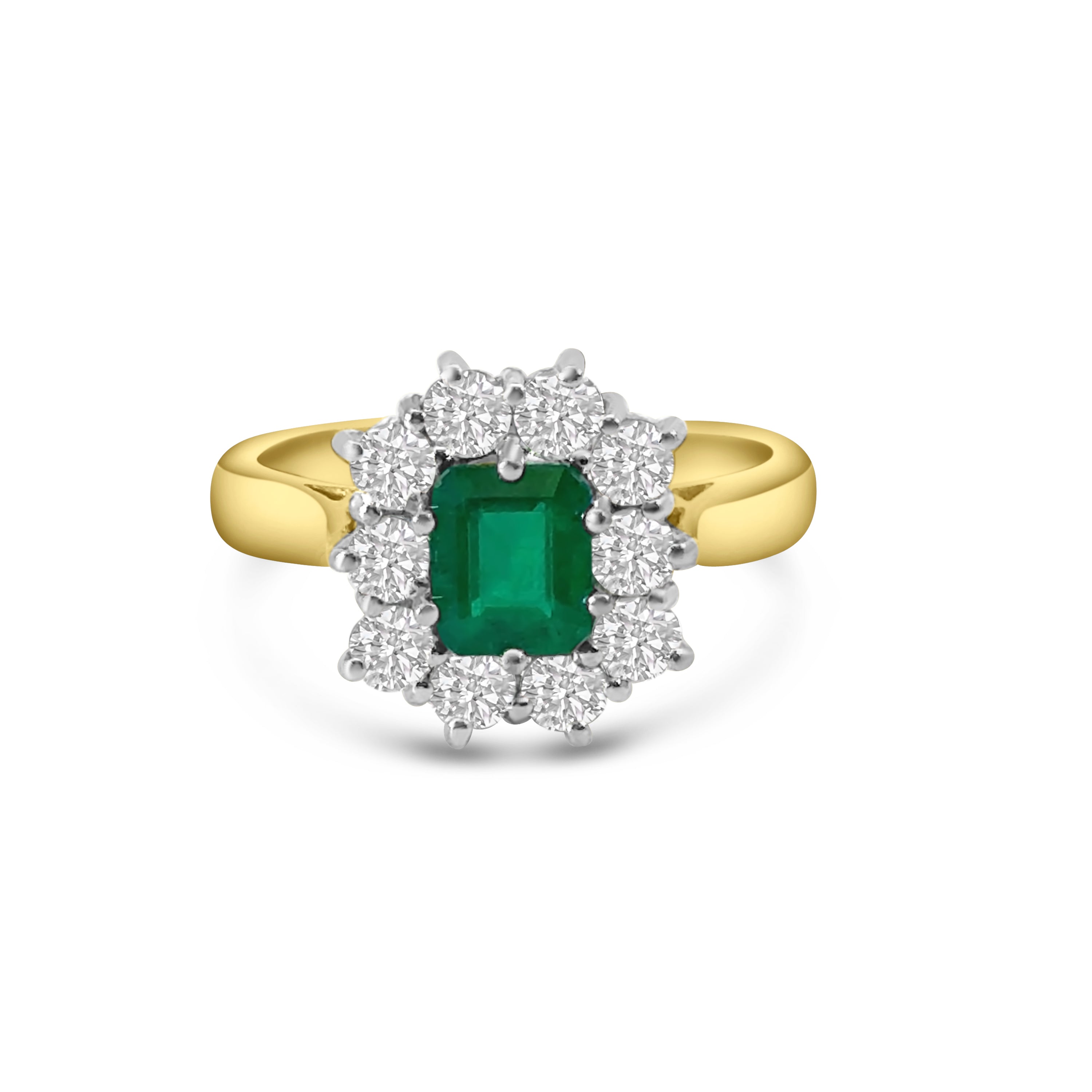 18kt Emerald and Diamond Cluster Dress Ring
