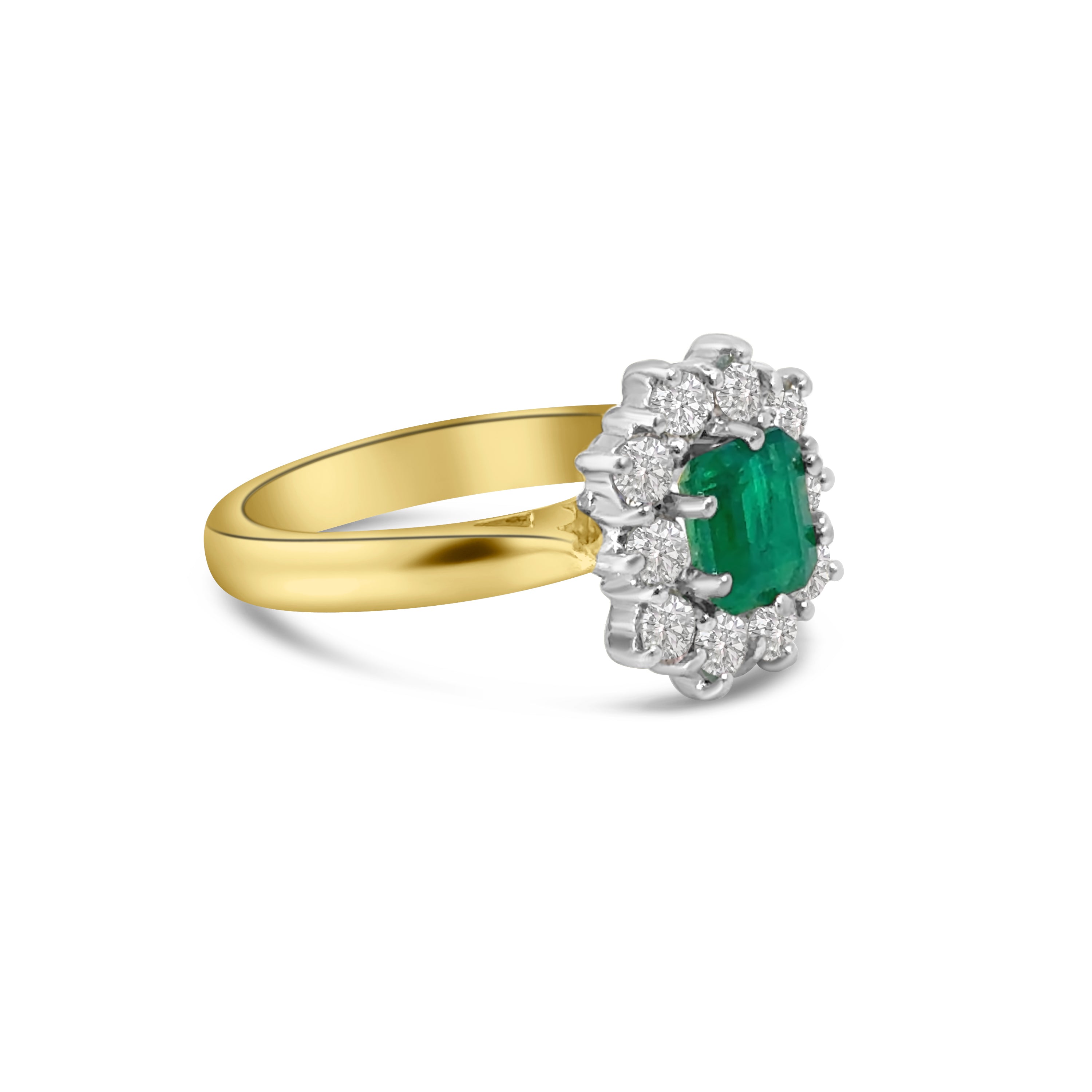 18kt Emerald and Diamond Cluster Dress Ring