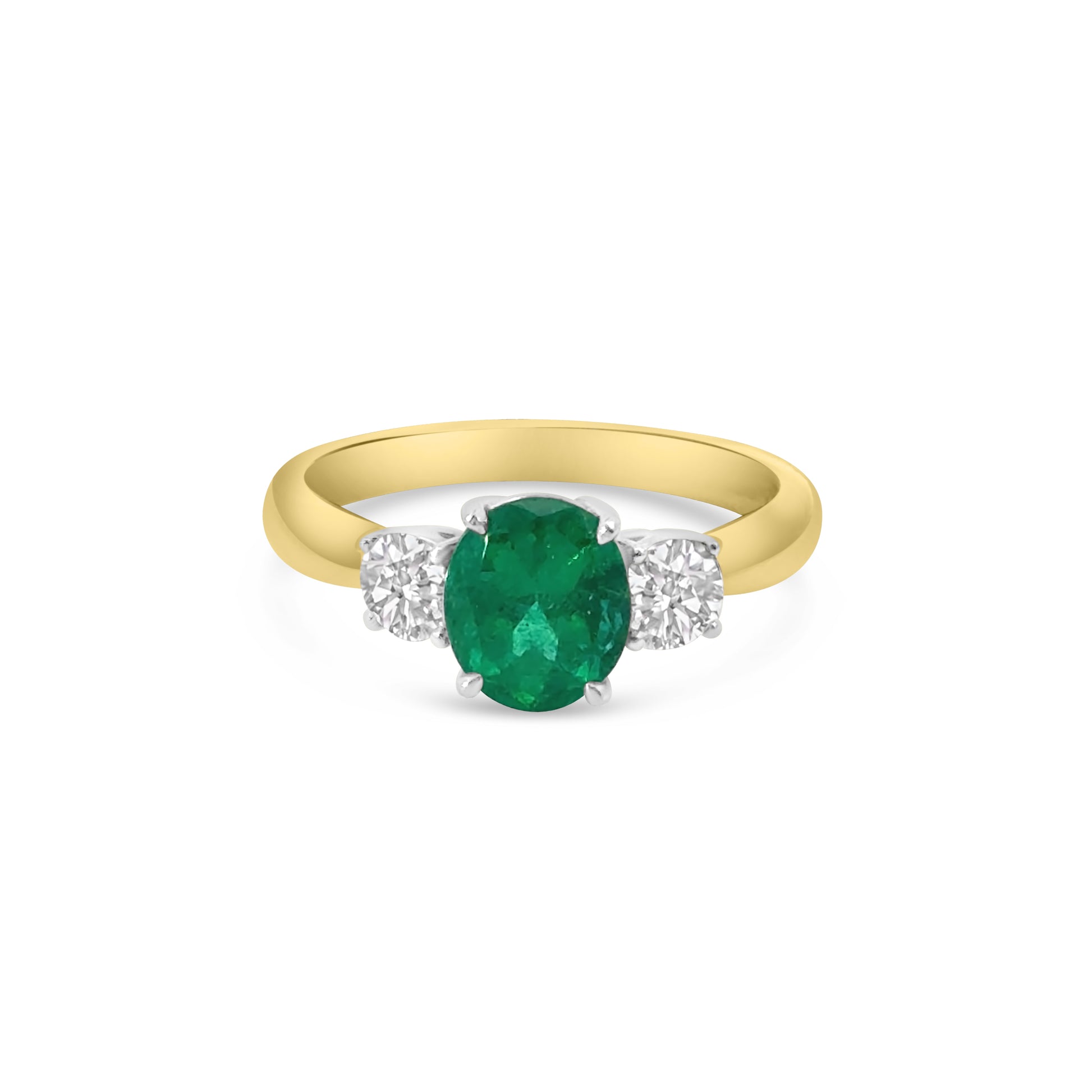 18kt Emerald and Diamond Three Stone Dress Ring