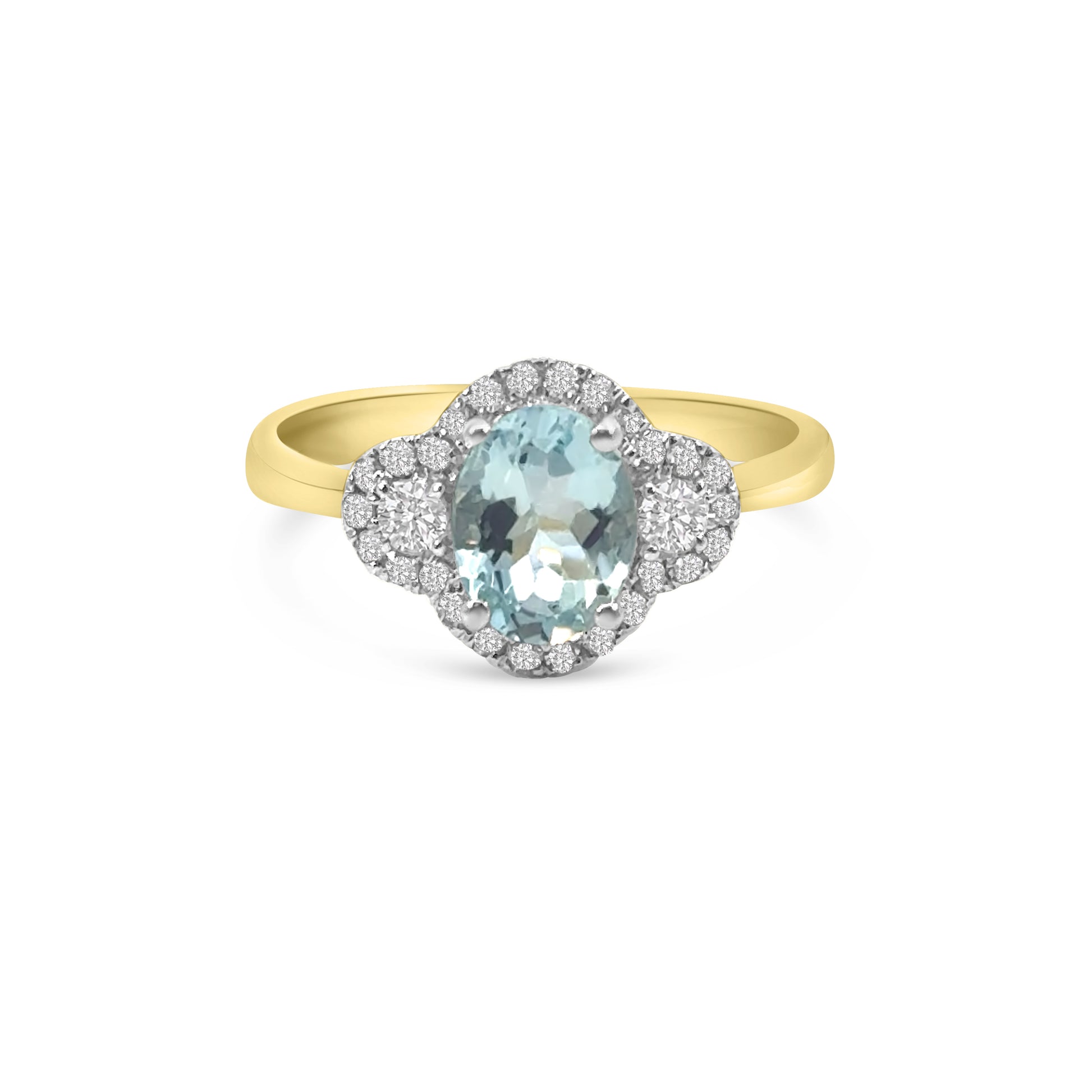 9kt Aquamarine and Diamond Dress Ring