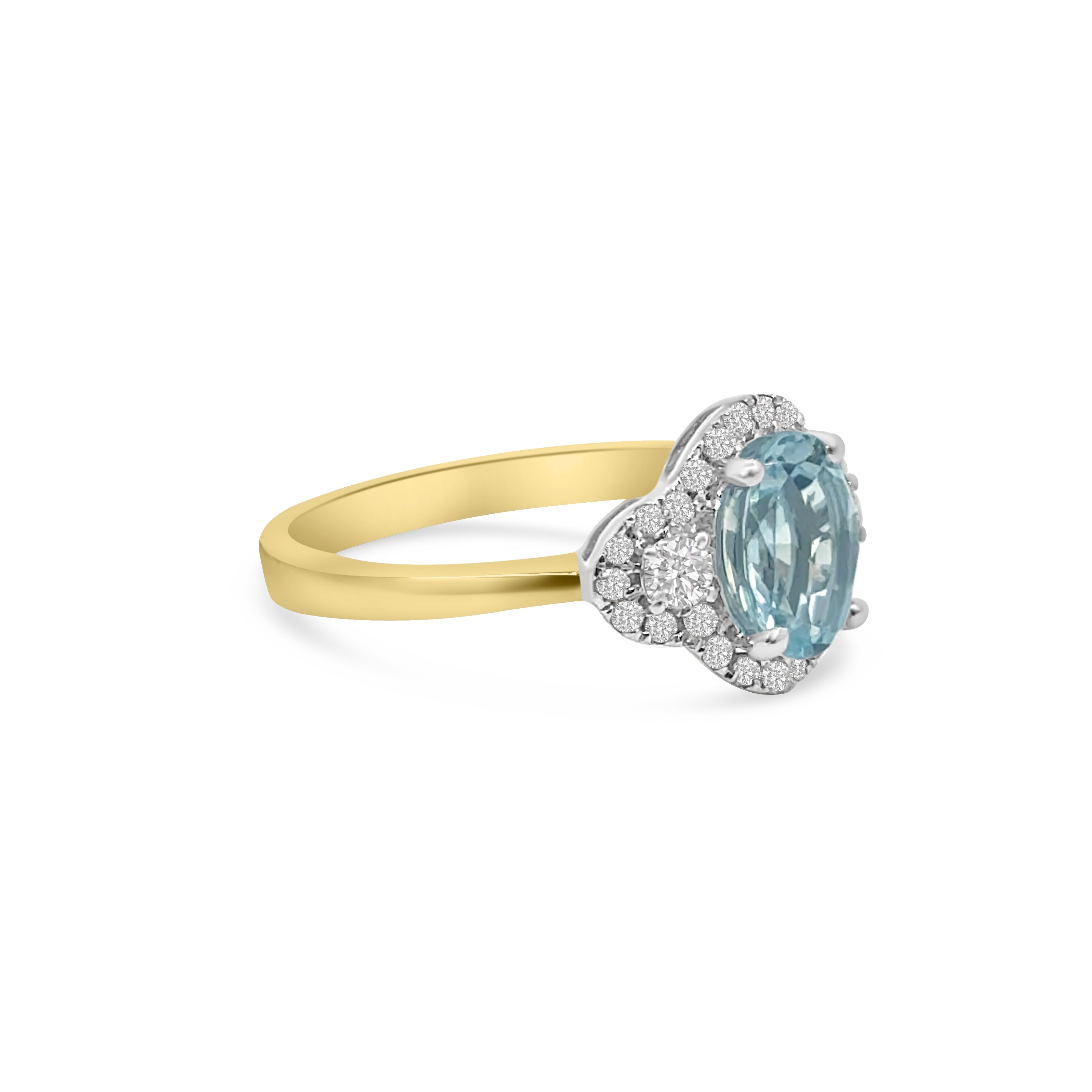 9kt Aquamarine and Diamond Dress Ring