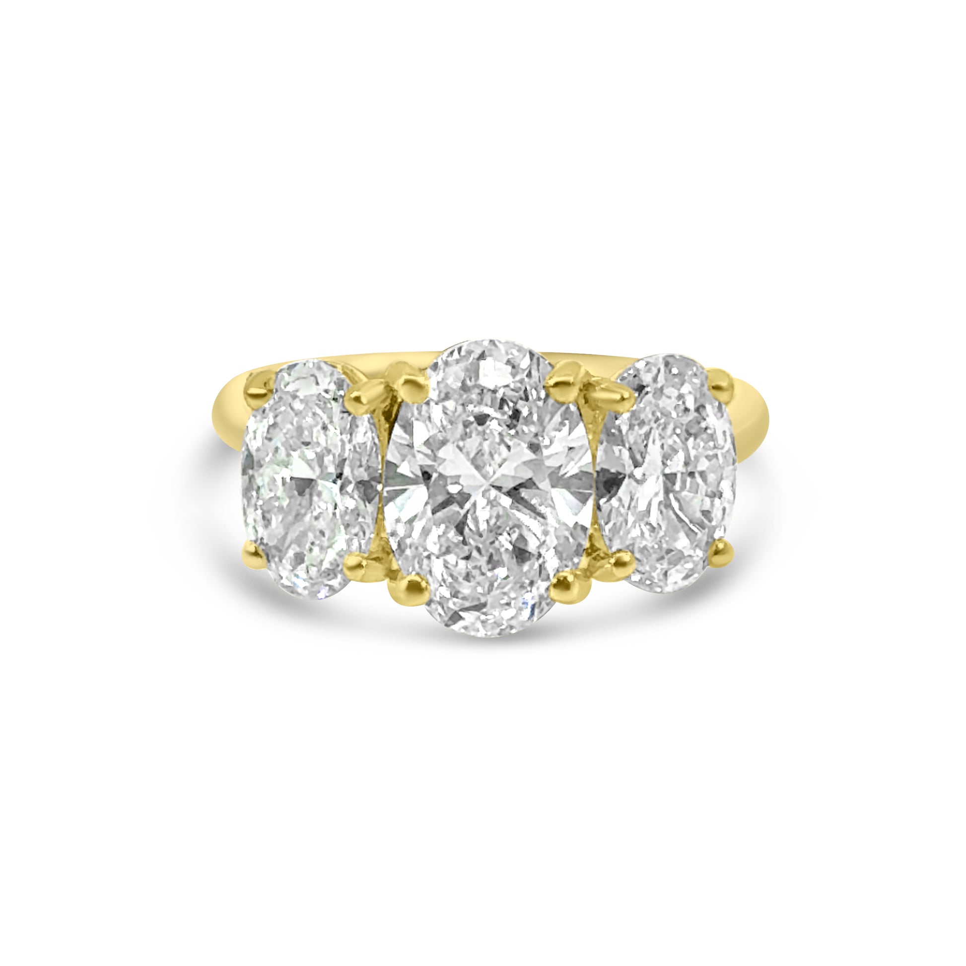 Lab Diamond 18kt Oval Cut Three Stone Engagement Ring