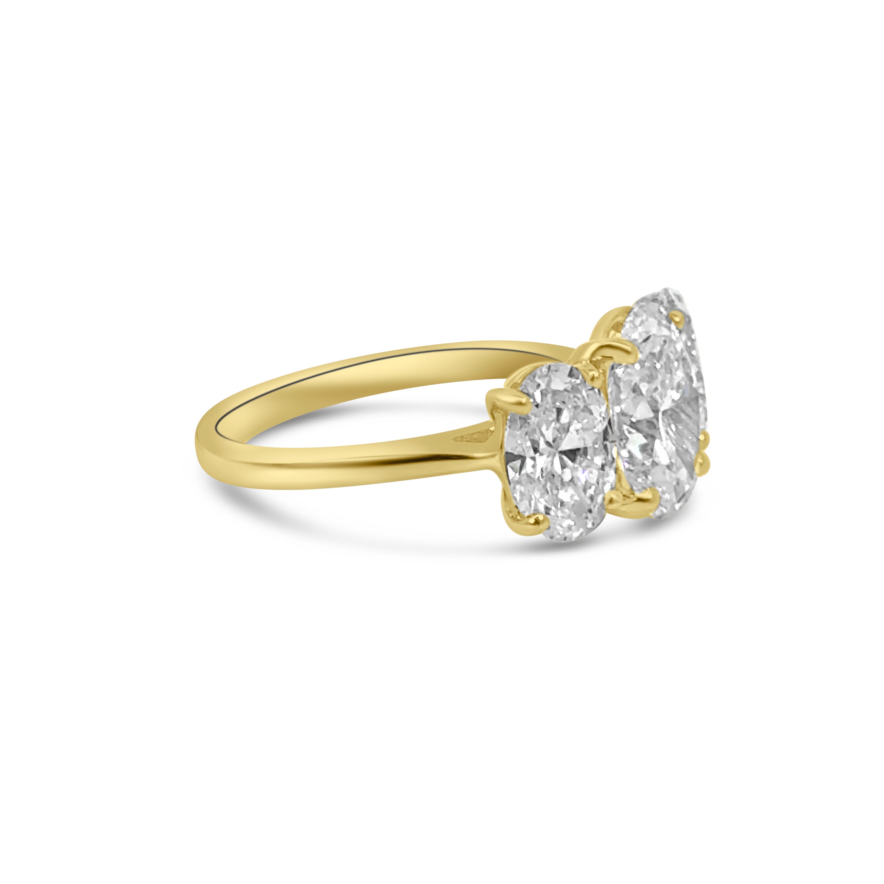 Lab Diamond 18kt Oval Cut Three Stone Engagement Ring