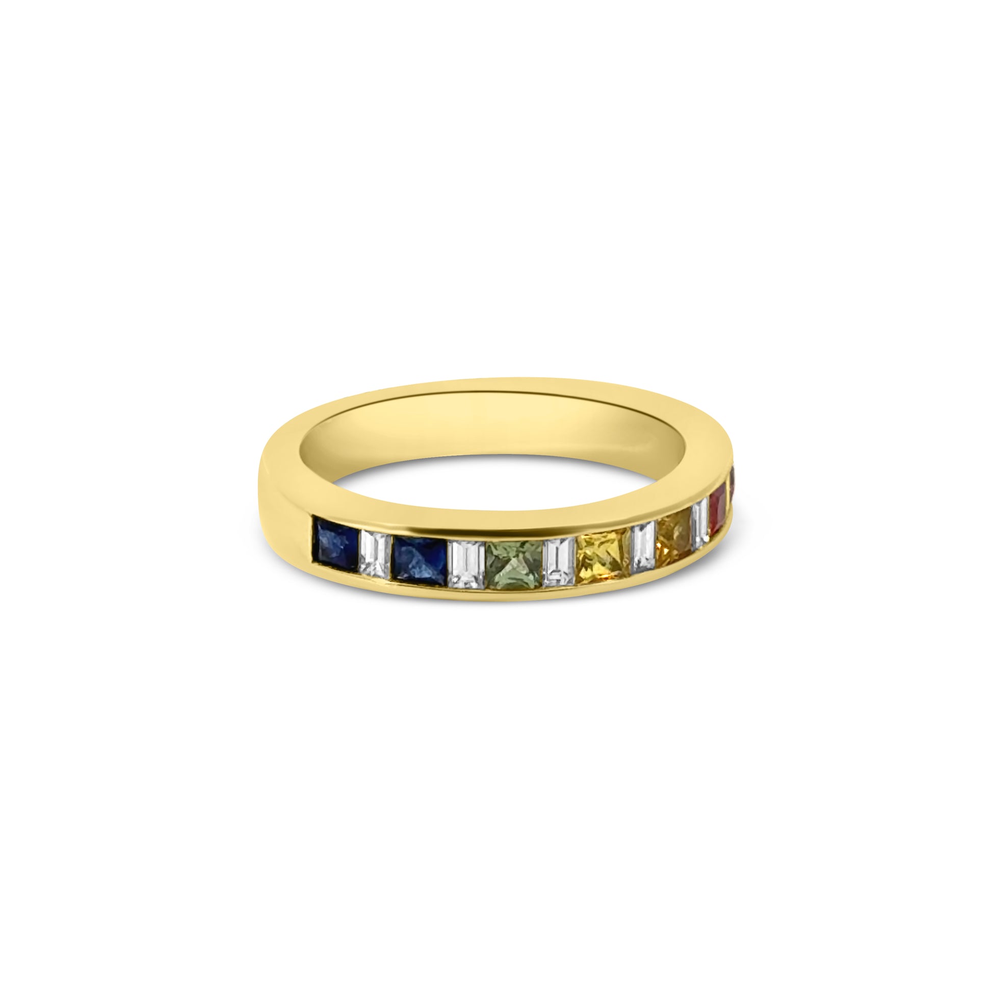 18kt Multi-Sapphire and Diamond Channel Set Band
