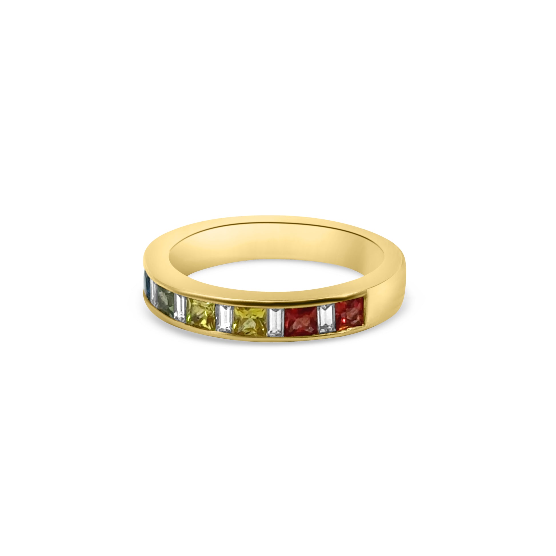 18kt Multi-Sapphire and Diamond Channel Set Band