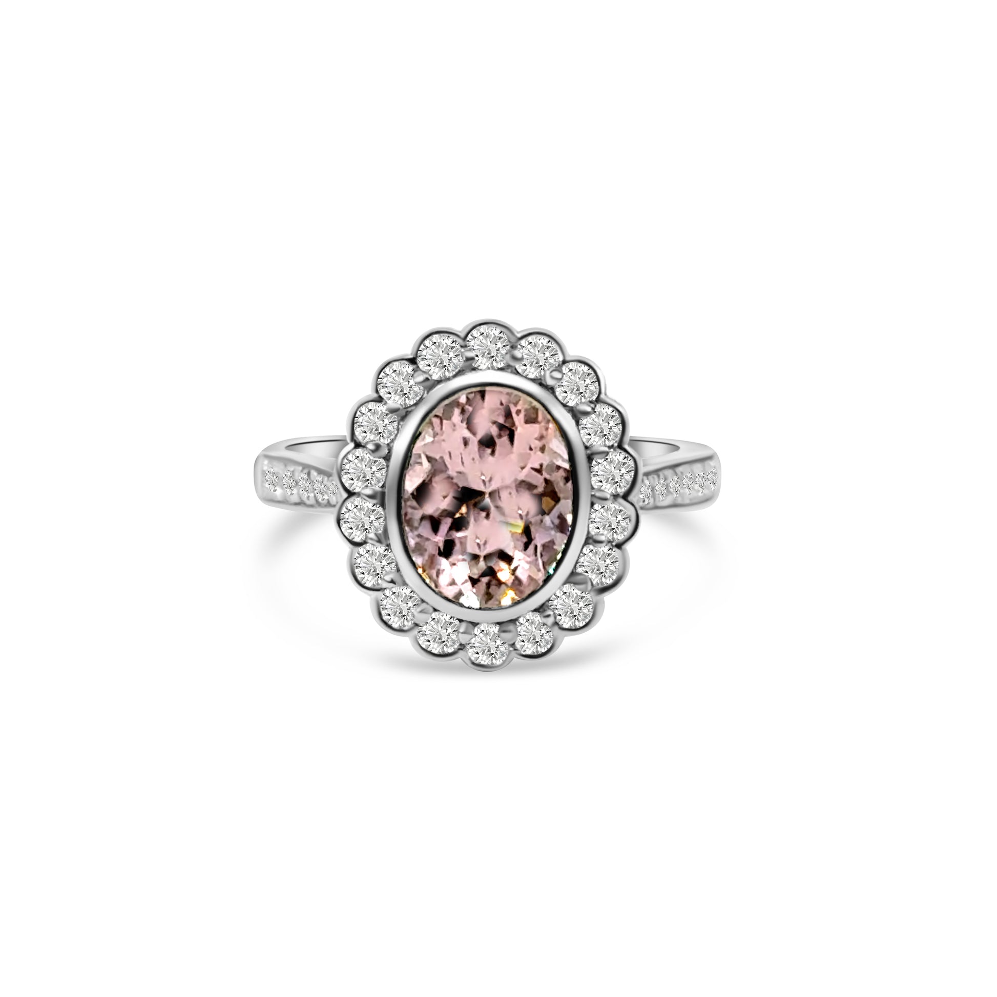 Platinum Morganite and Diamond Dress Ring