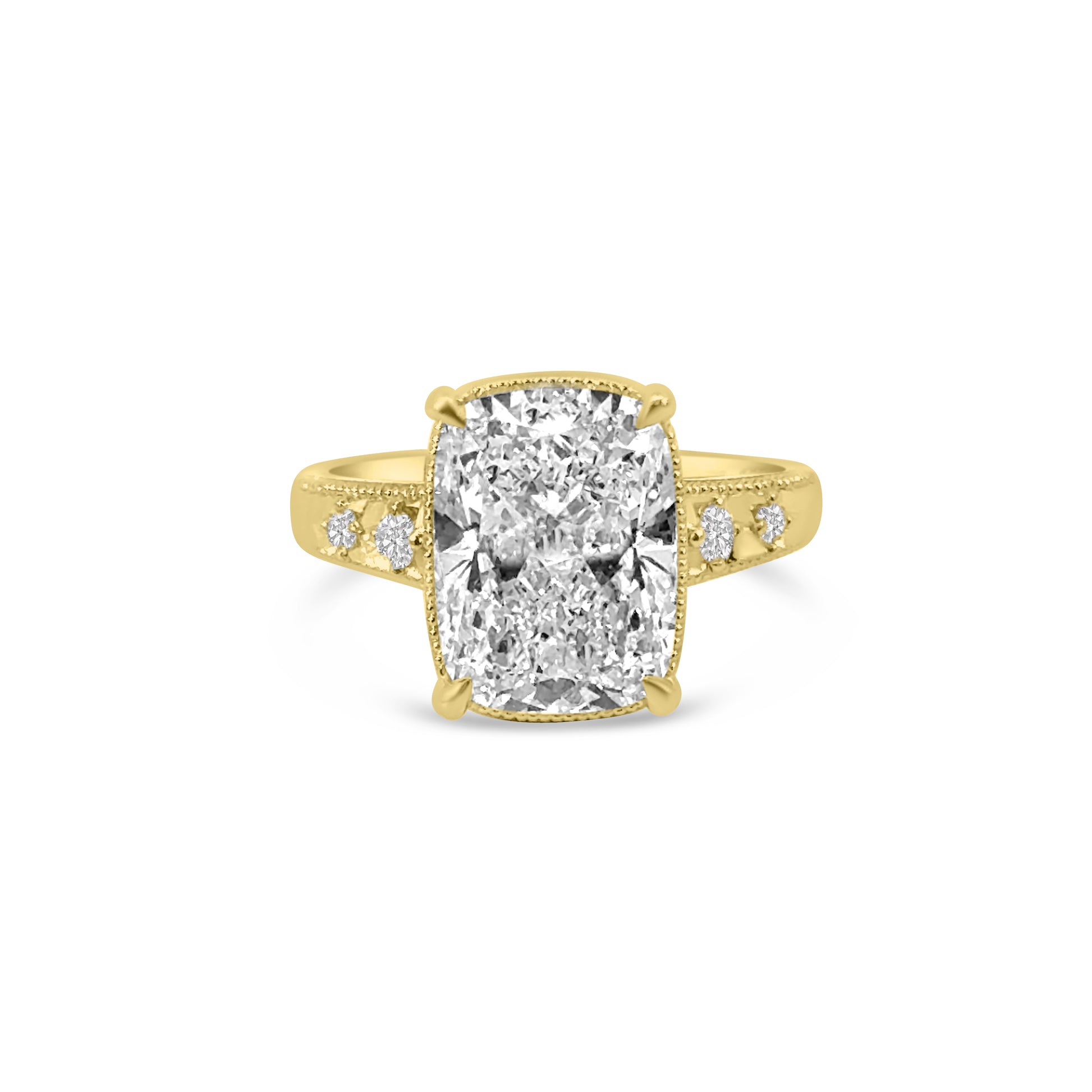 Lab Diamond 18kt Cushion Cut Solitaire Fancy Engagement Ring