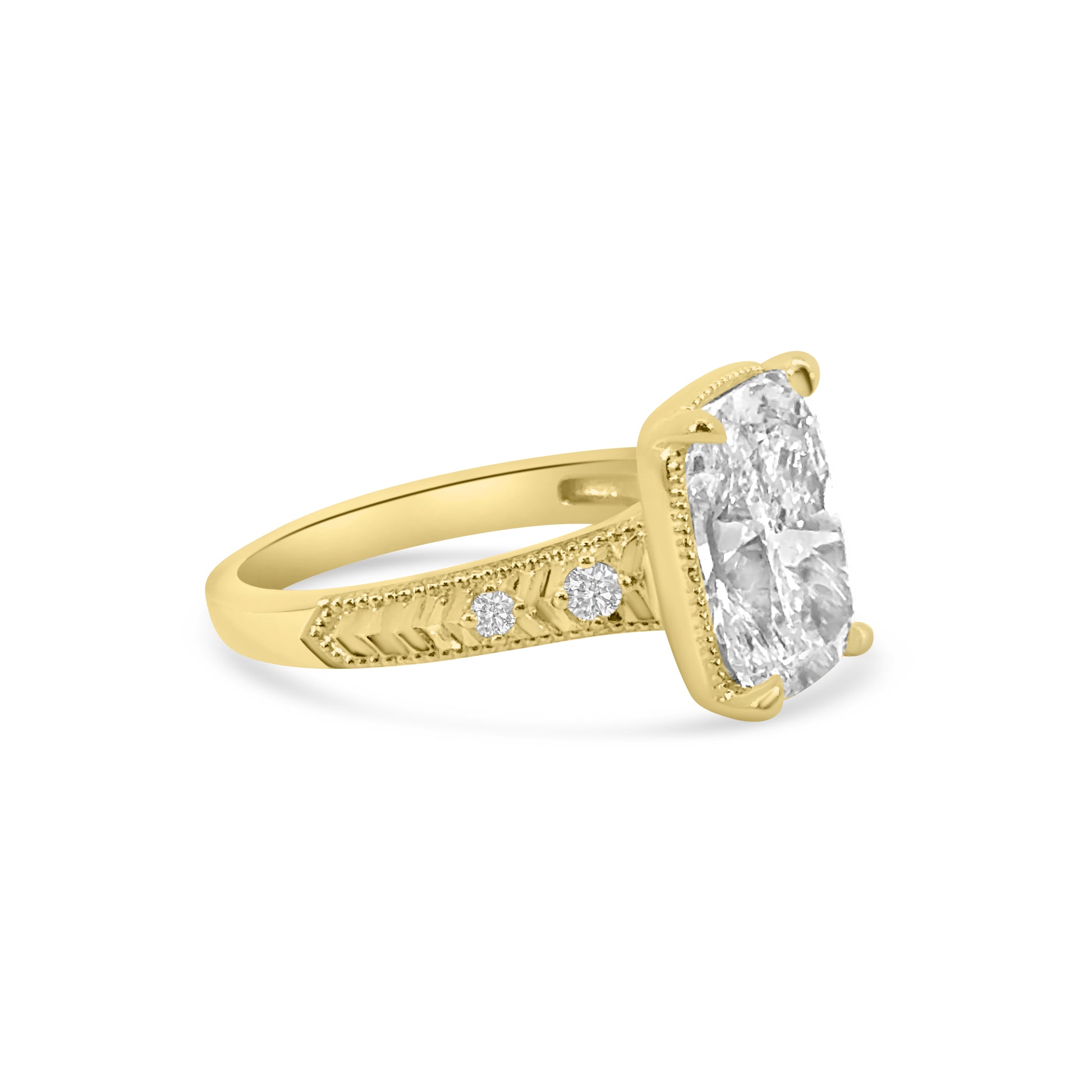 Lab Diamond 18kt Cushion Cut Solitaire Fancy Engagement Ring