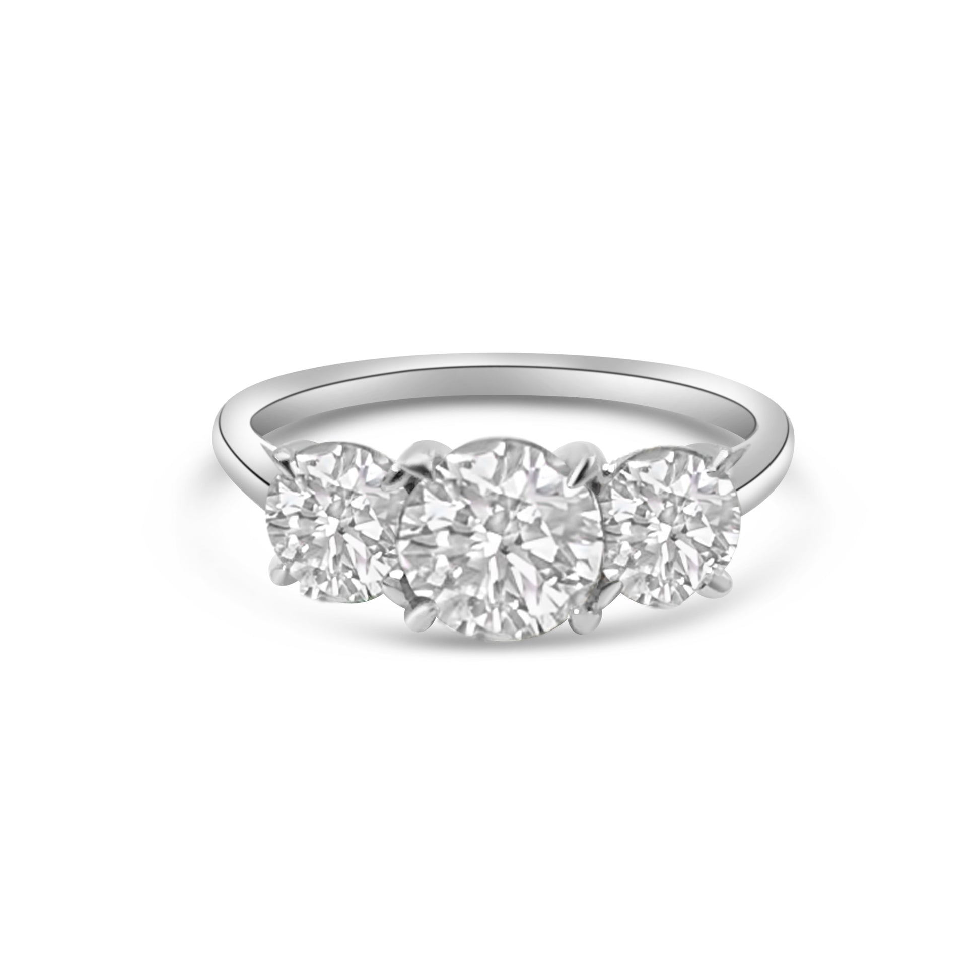 Lab Diamond Platinum Brilliant Cut Three Stone Engagement Ring