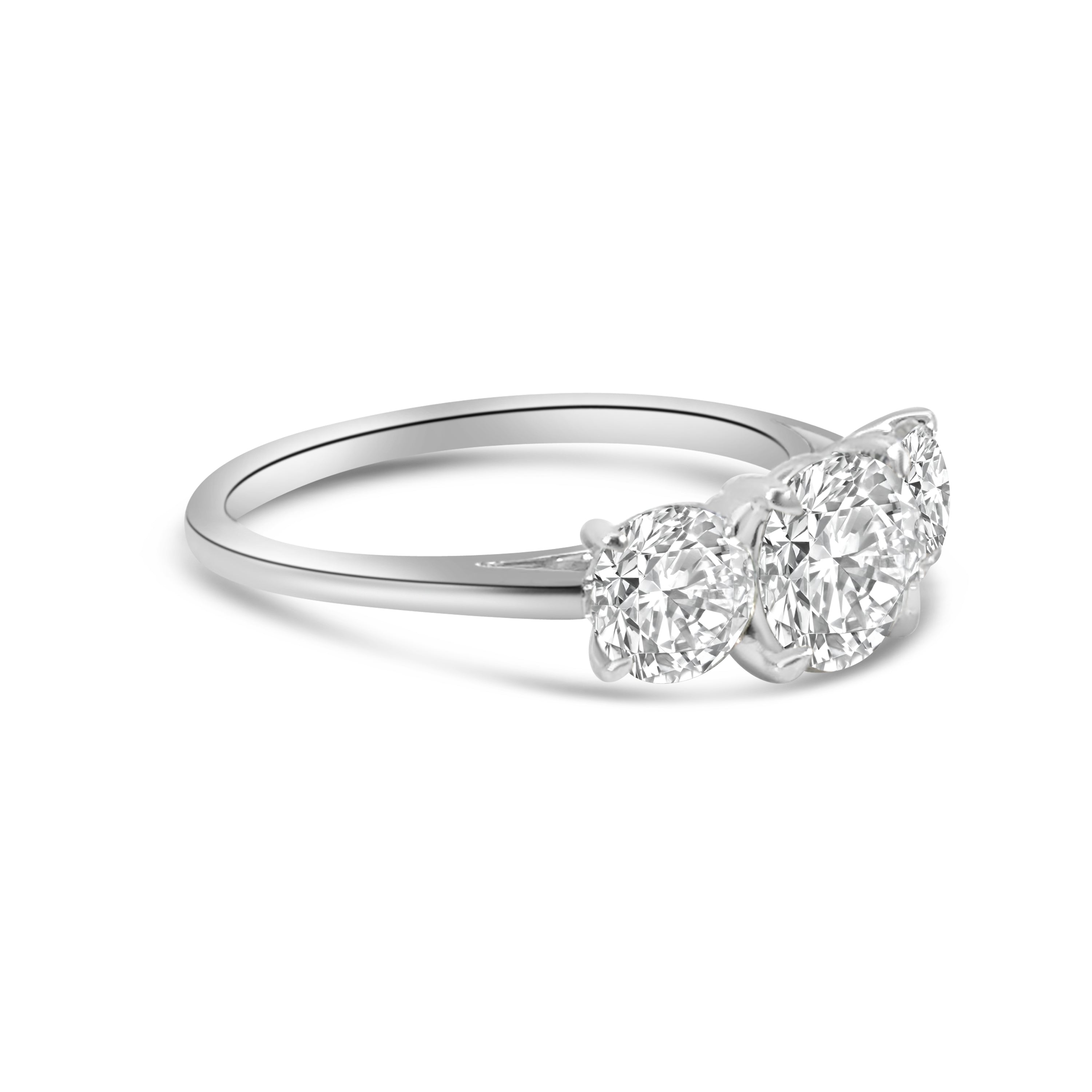 Lab Diamond Platinum Brilliant Cut Three Stone Engagement Ring