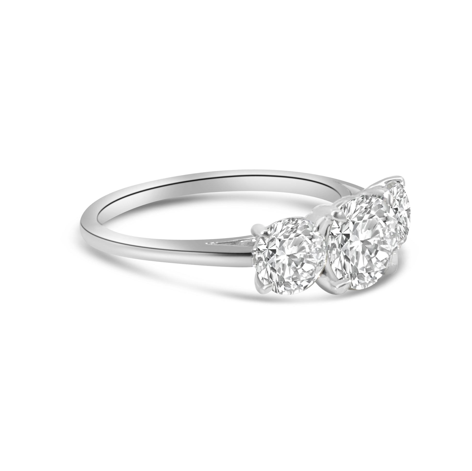 Lab Diamond Platinum Brilliant Cut Three Stone Engagement Ring