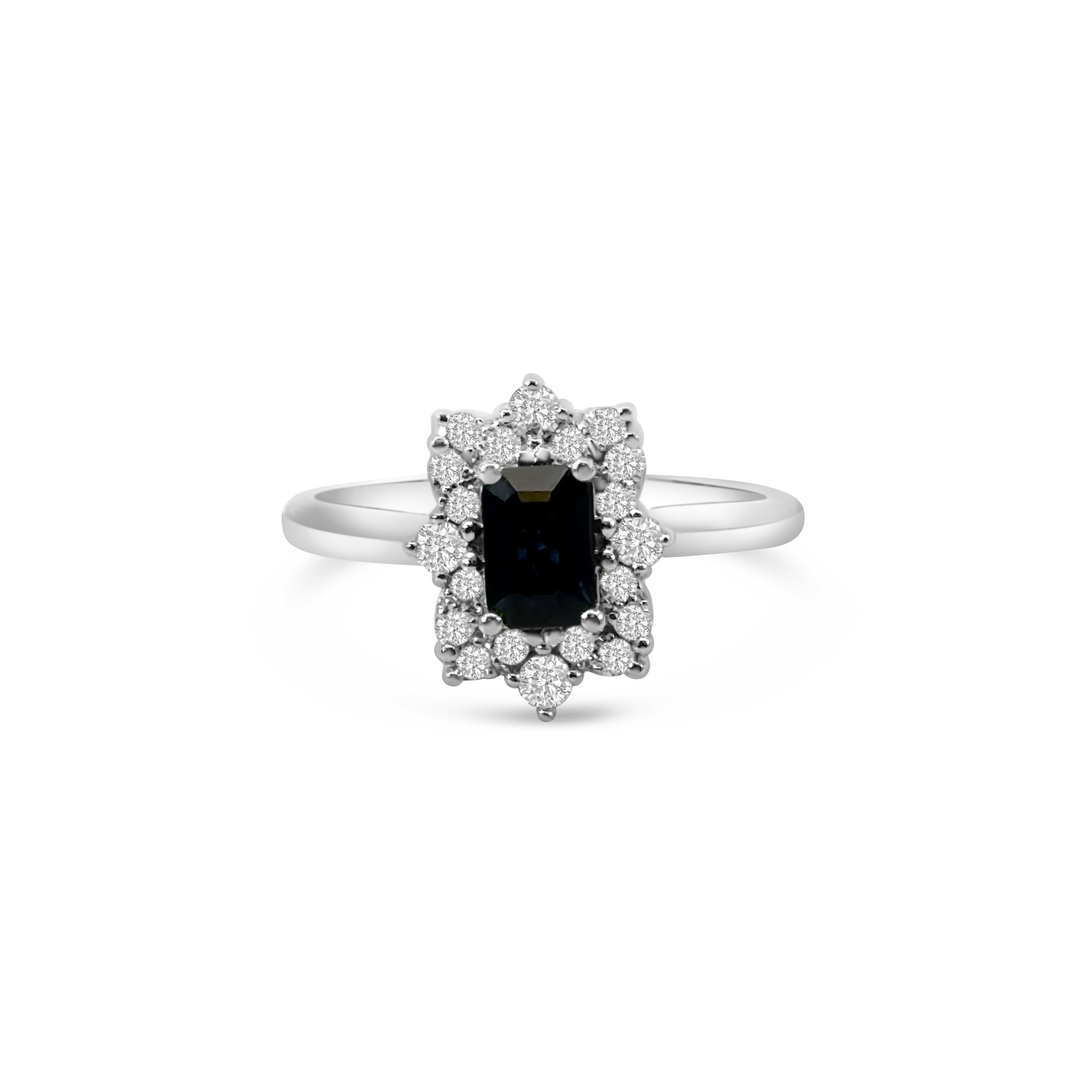 Platinum Sapphire and Diamond Cluster Dress Ring