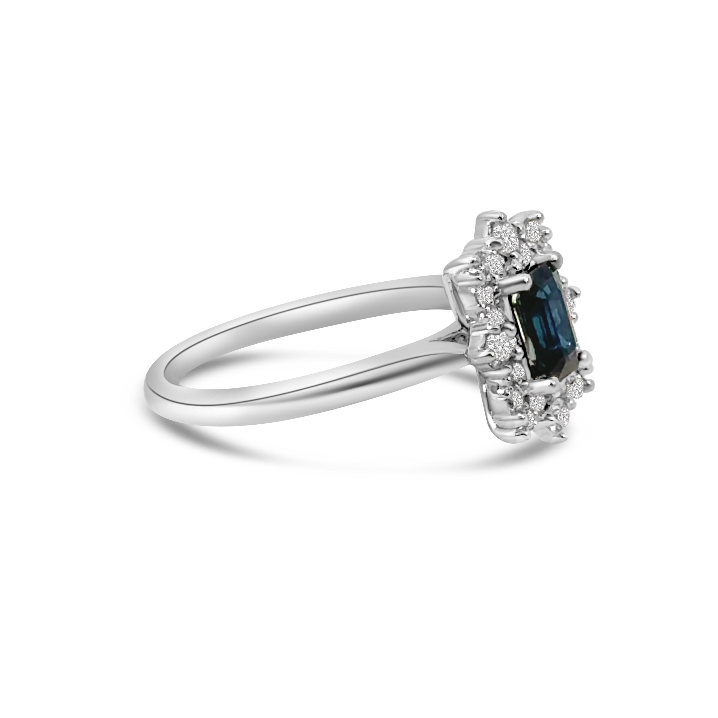 Platinum Sapphire and Diamond Cluster Dress Ring