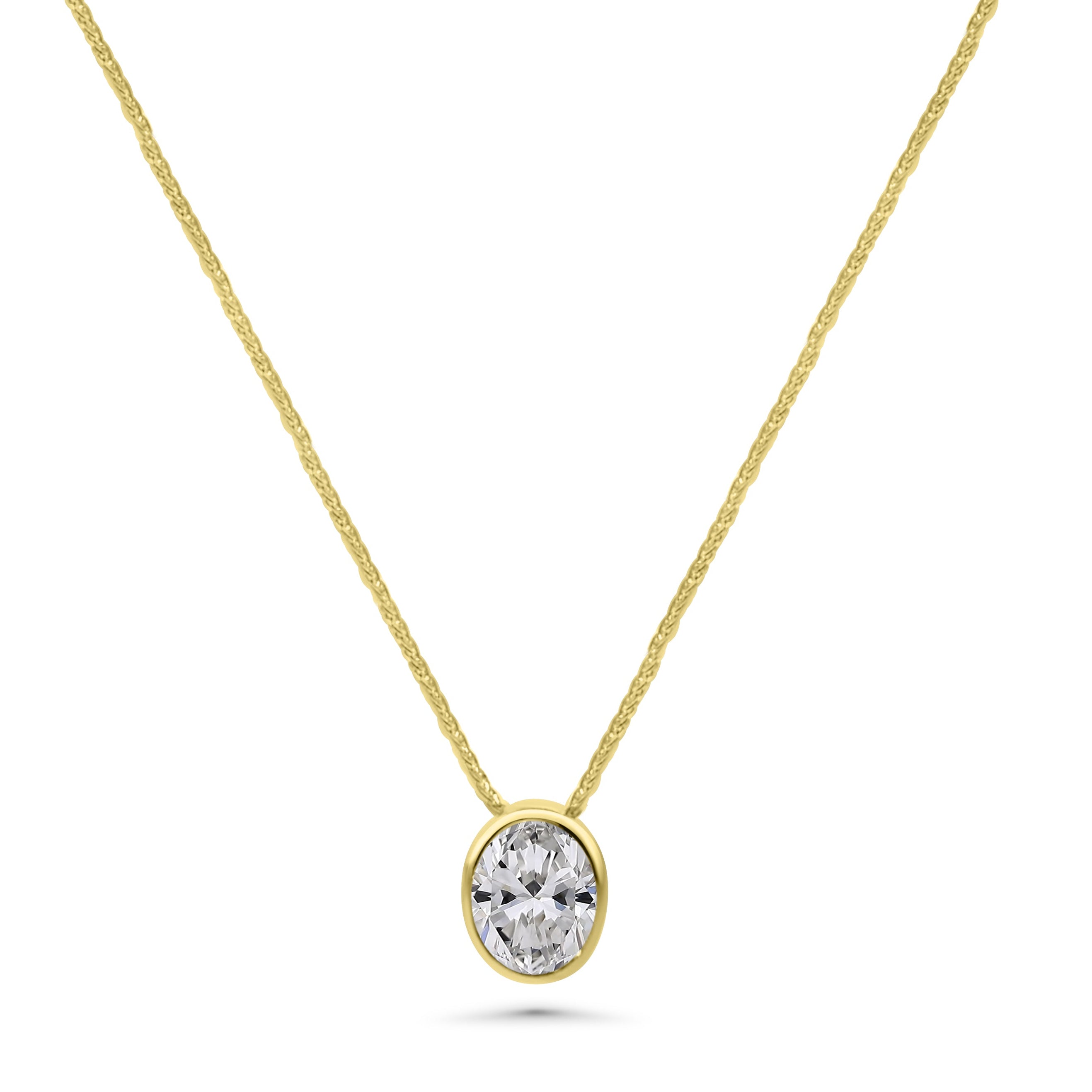 9kt Bezel Set Oval Diamond Pendant