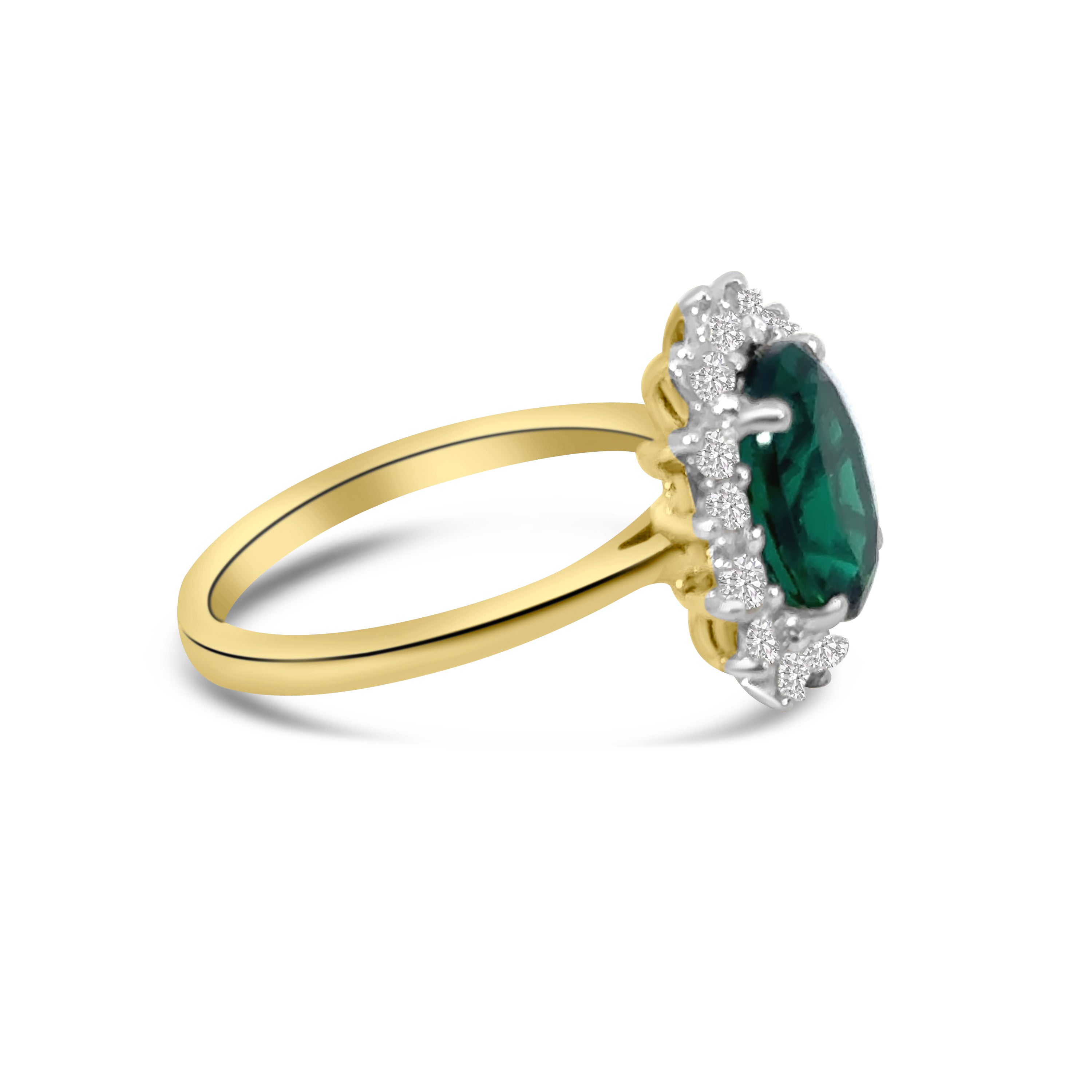 9kt Lab Grown Emerald and Diamond Cluster Dress Ring